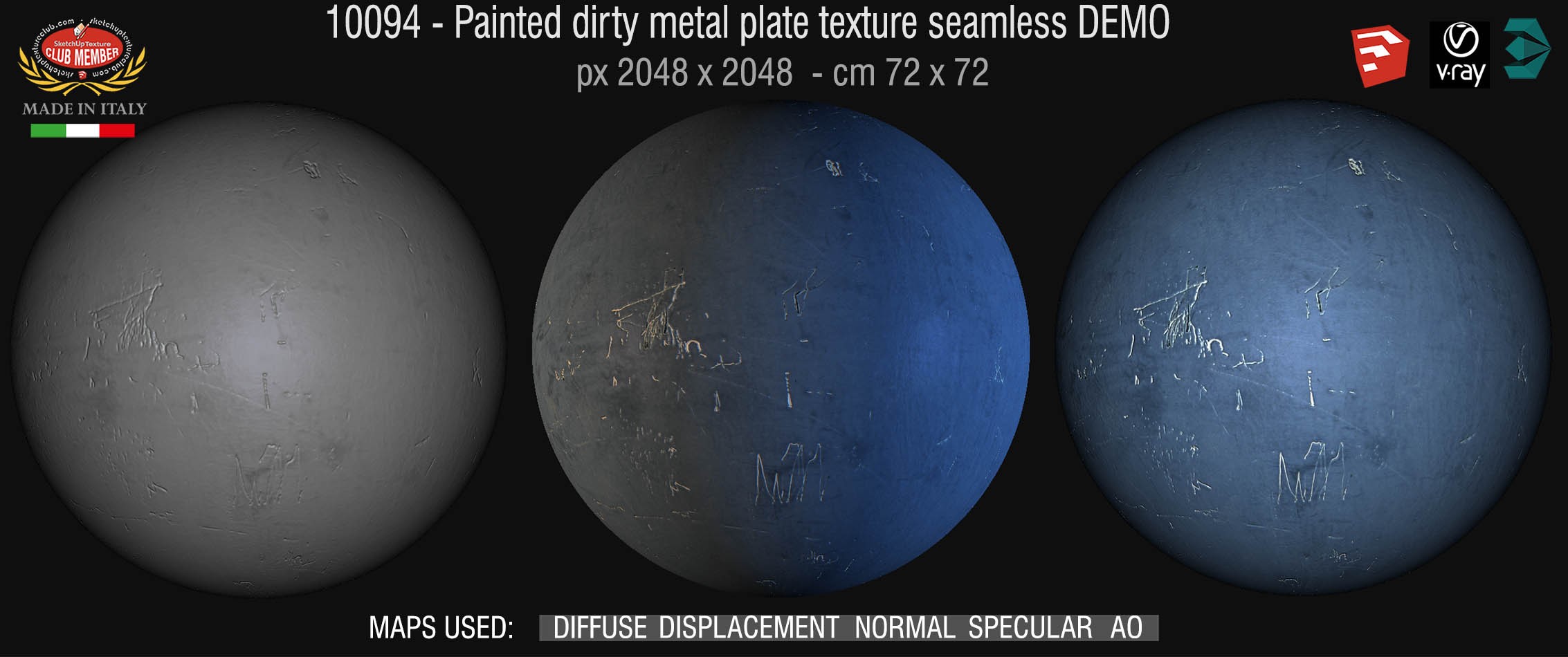 10094 HR Painted dirty metal texture seamless + maps DEMO