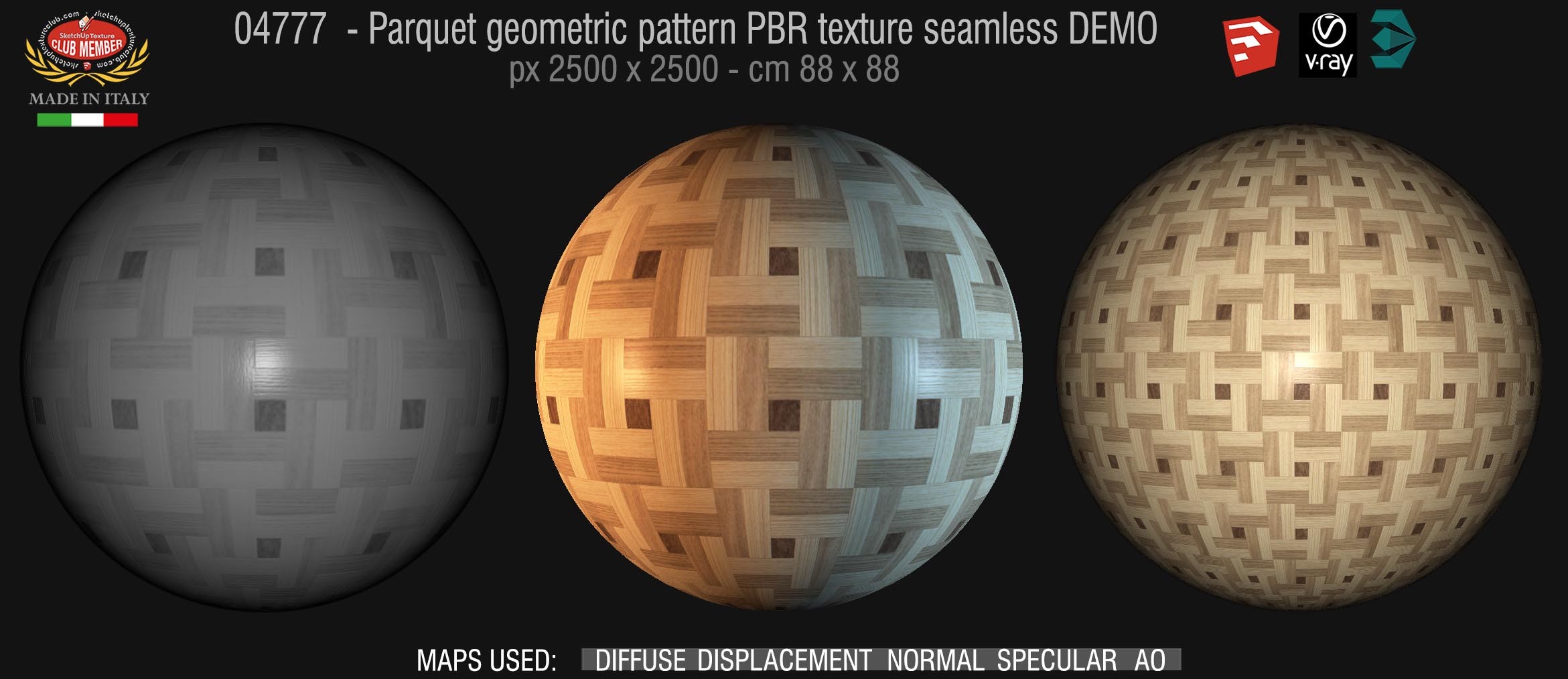 04777 Parquet geometric pattern PBR texture seamless DEMO