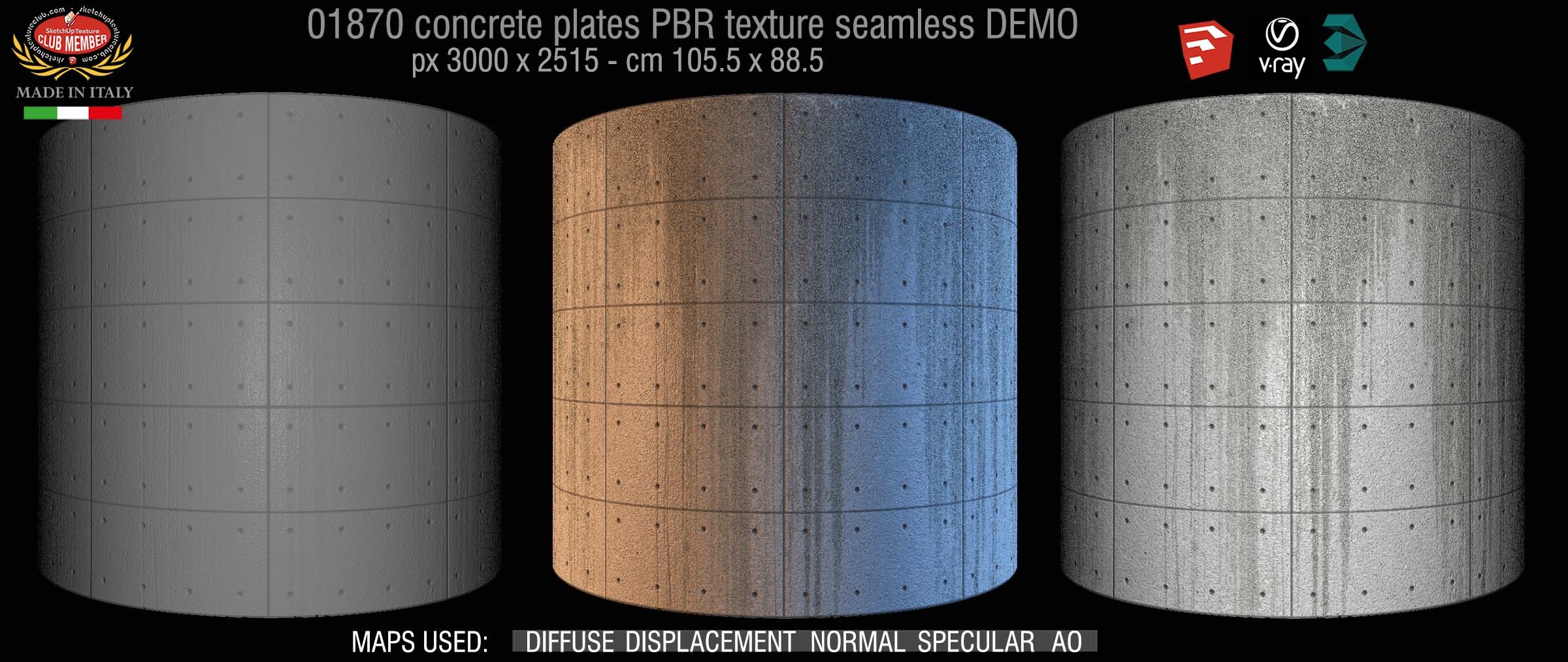01870 Tadao Ando concrete plates PBR texture seamless DEMO