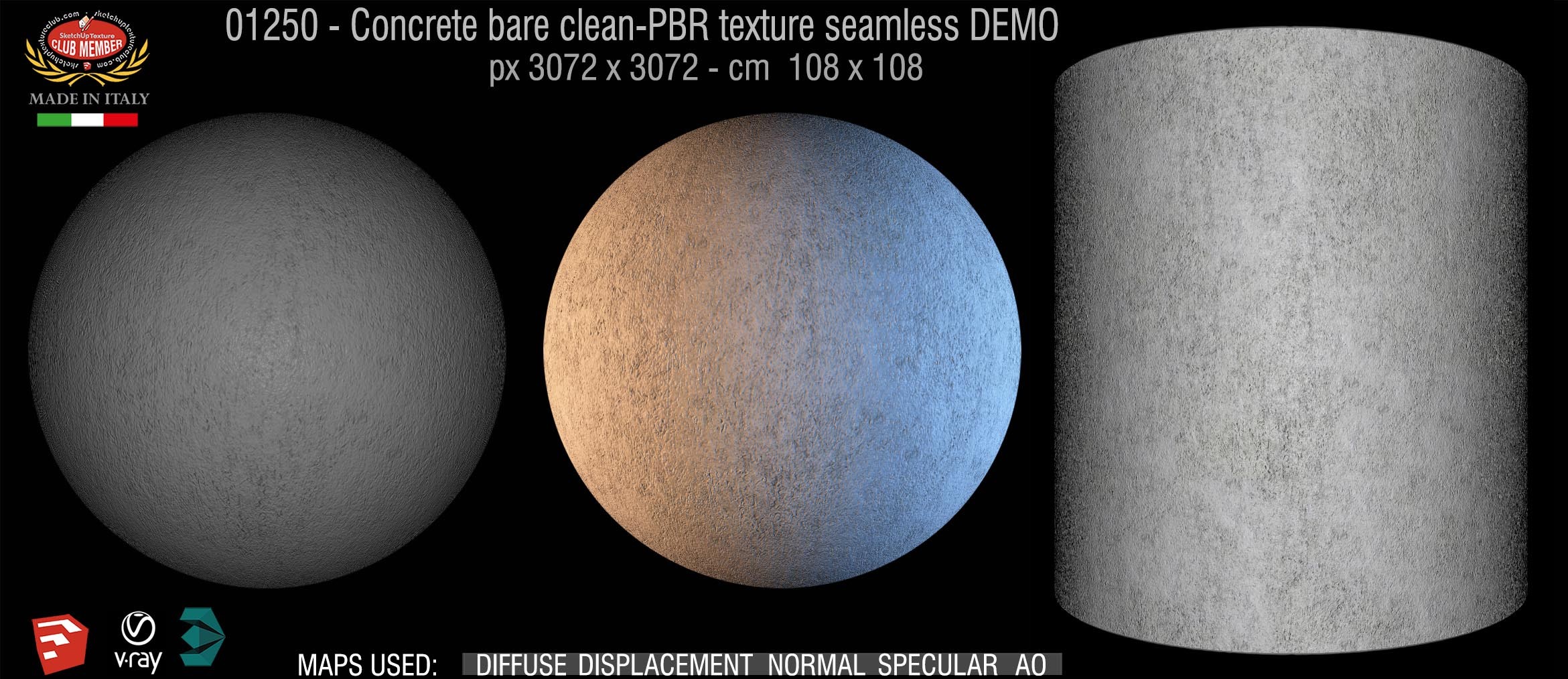 01250 Concrete bare clean-PBR texture seamless DEMO