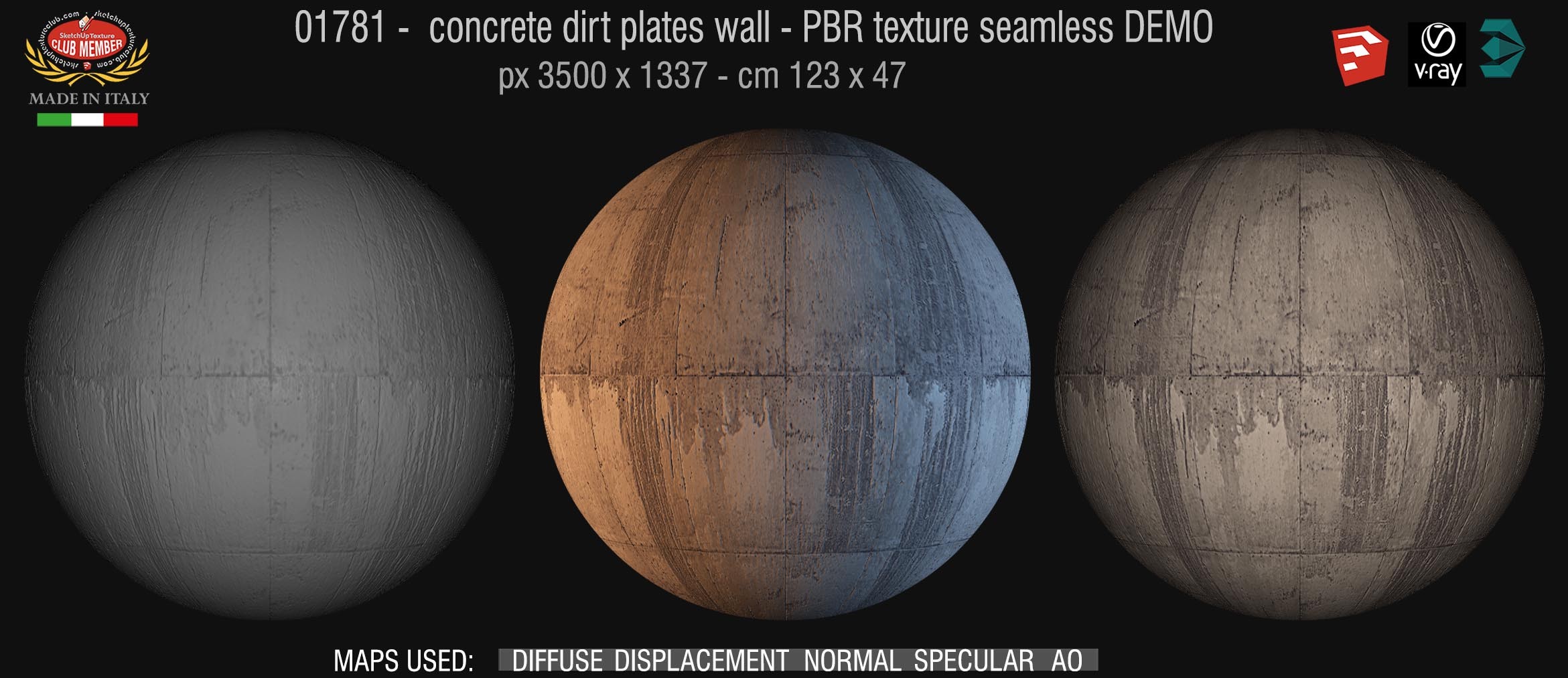 01781 concrete dirt plates wall PBR texture seamless DEMO