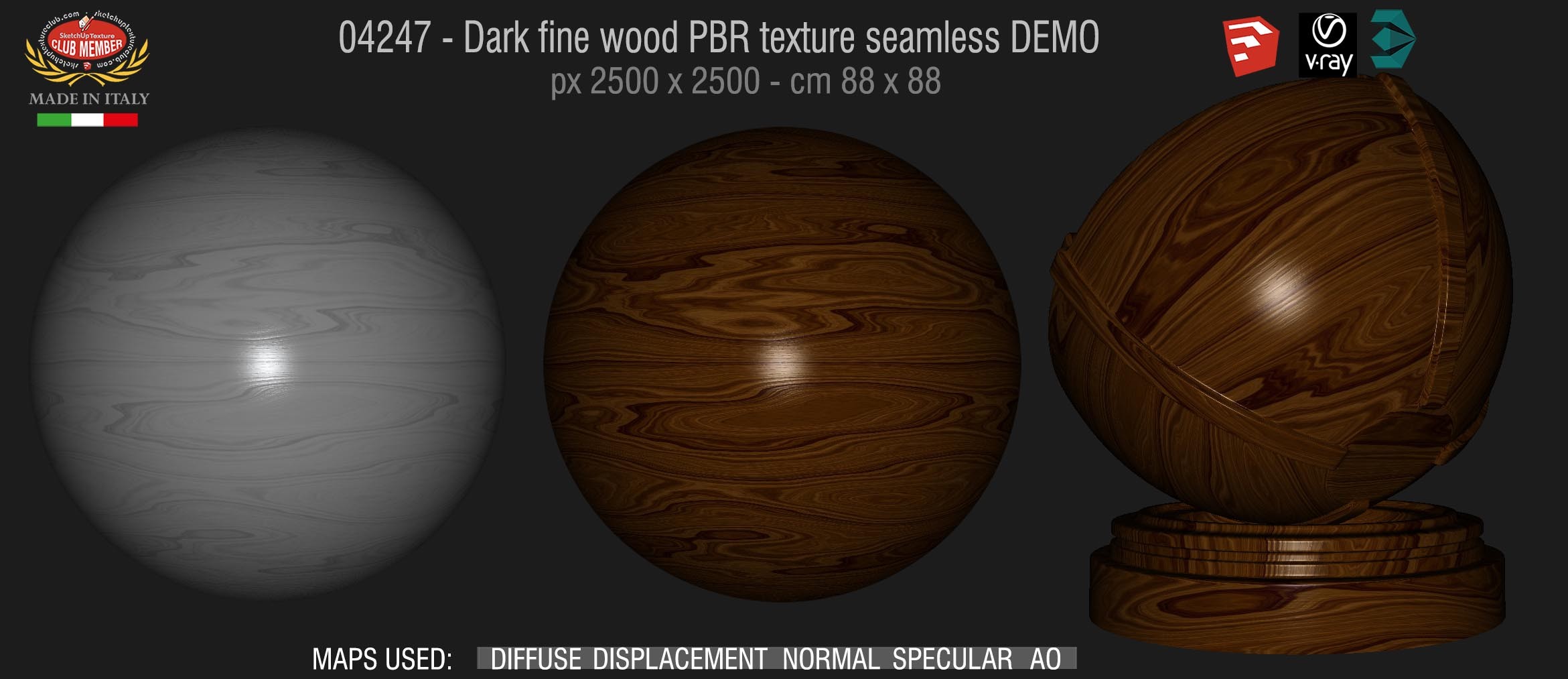 04247 Dark fine wood PBR texture seamless DEMO