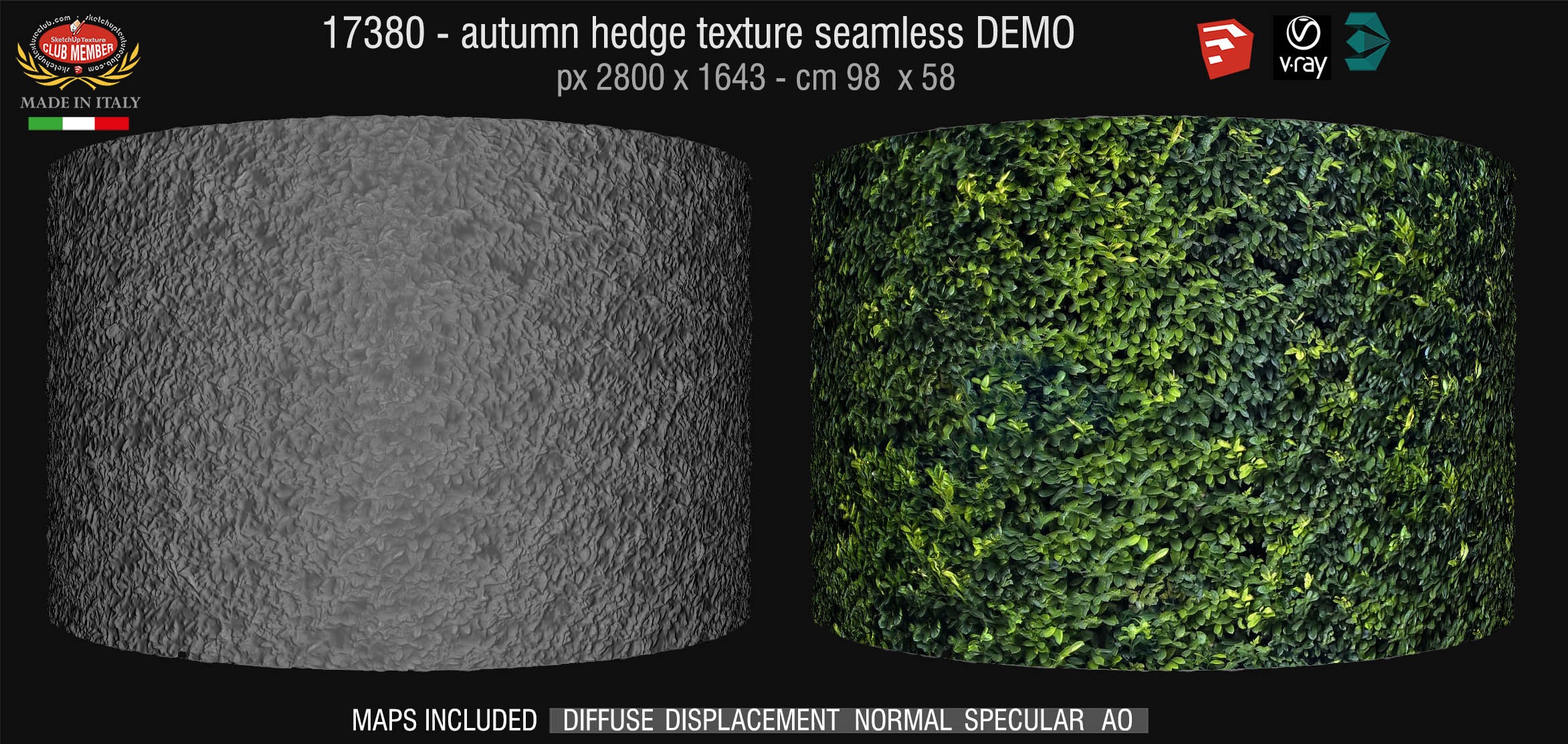 17380 HR green hedge texture + maps DEMO