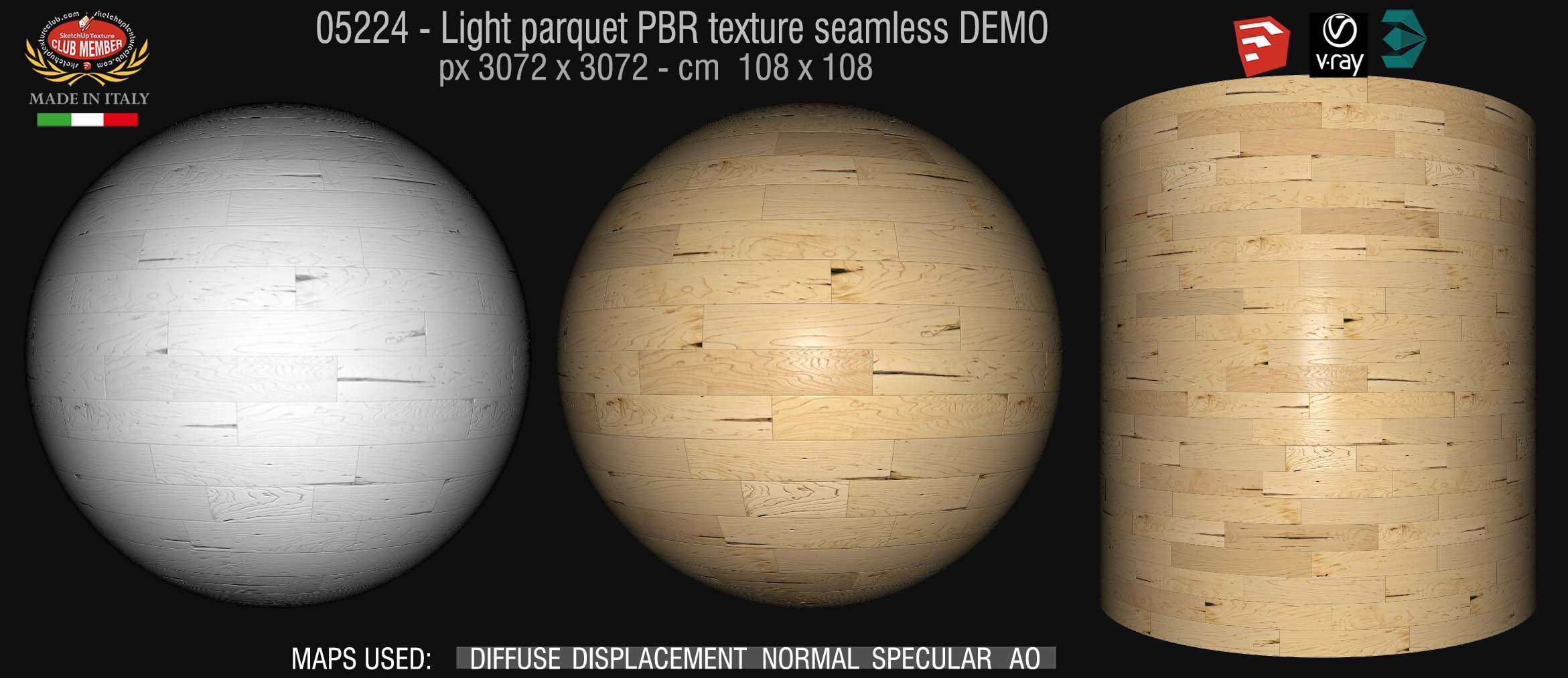 05224 Light parquet PBR texture seamless DEMO