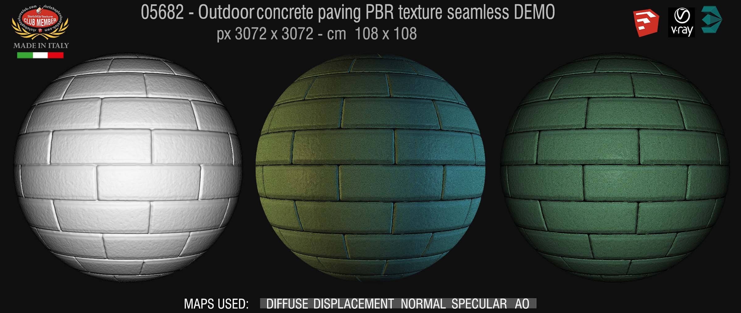 05682 Paving outdoor concrete regular block PBR texture seamless DEMO