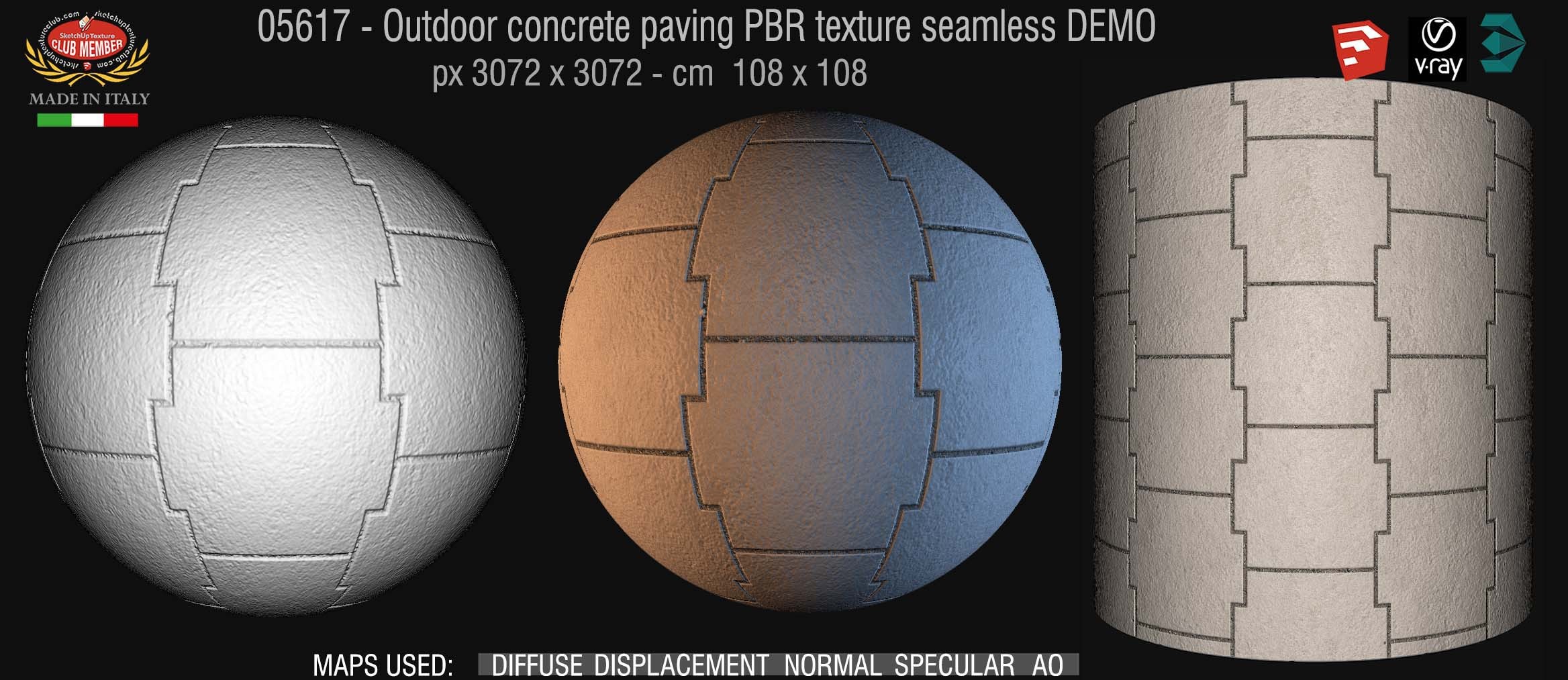 05617 Outdoor concrete paving PBR texture seamless DEMO