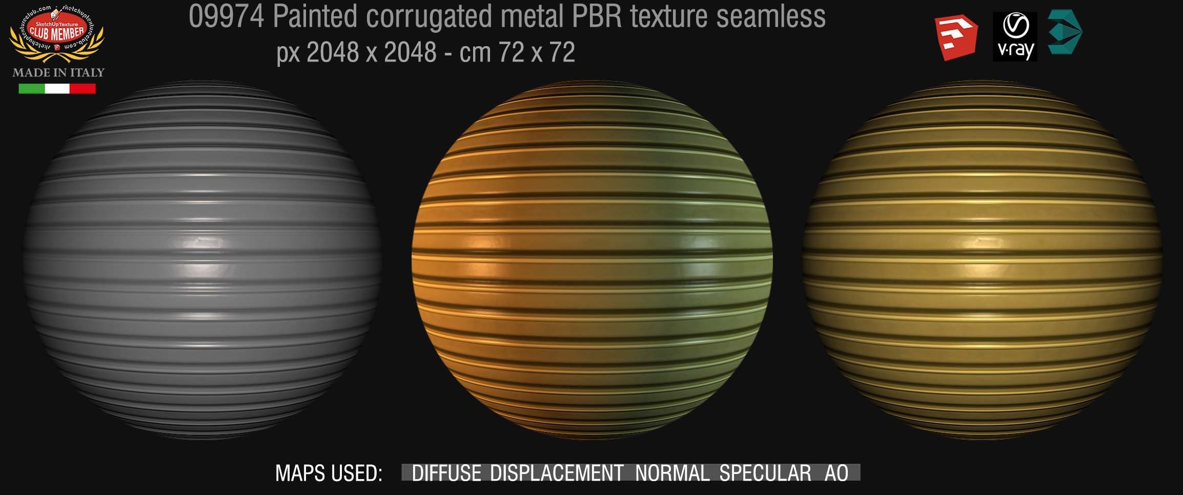 09974 Painted corrugated metal PBR texture seamless DEMO