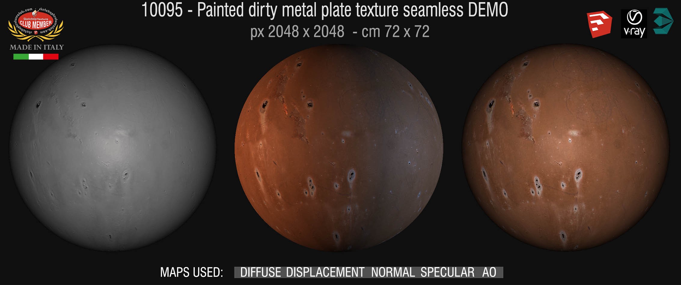 10095 HR Painted dirty metal texture seamless + maps DEMO