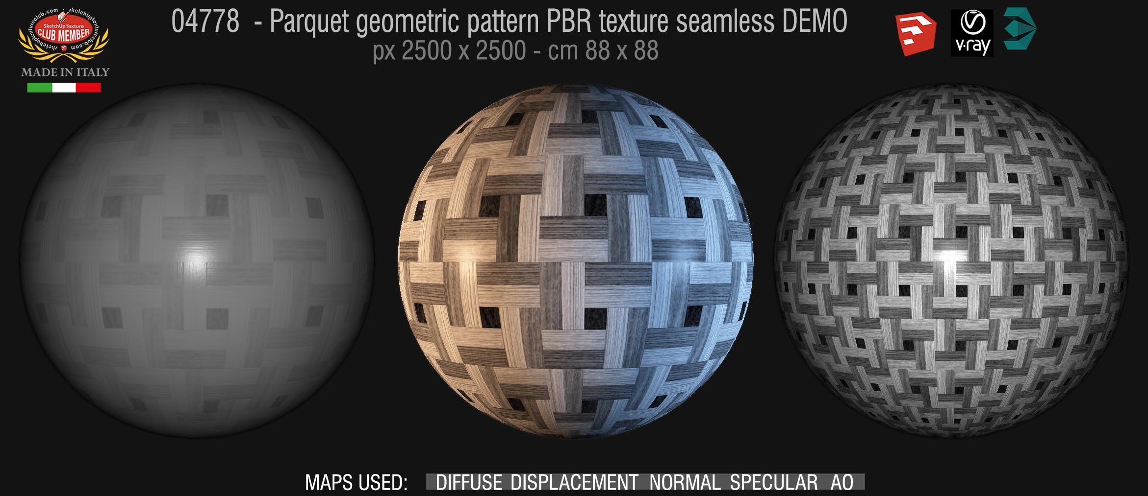 04778 Parquet geometric pattern PBR texture seamless DEMO
