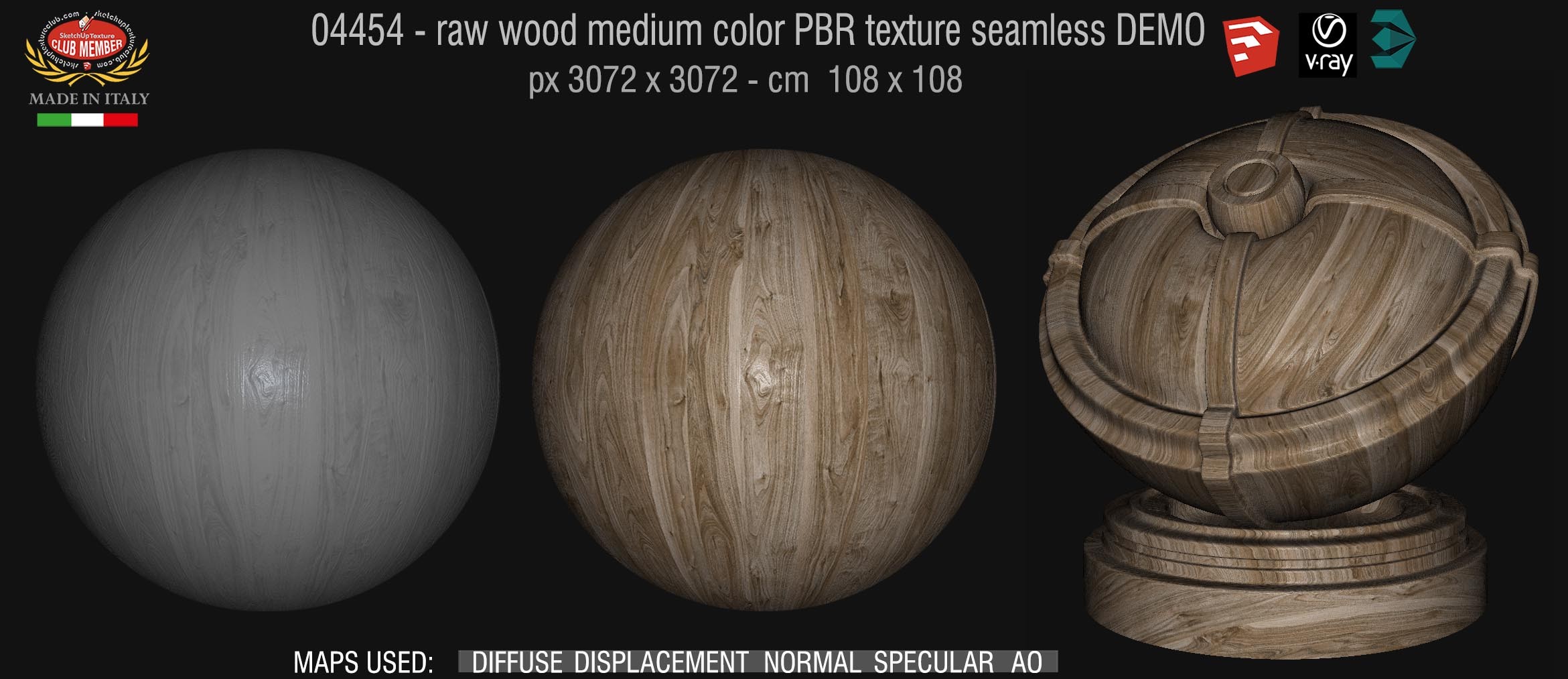 04454 raw wood medium color PBR texture seamless DEMO