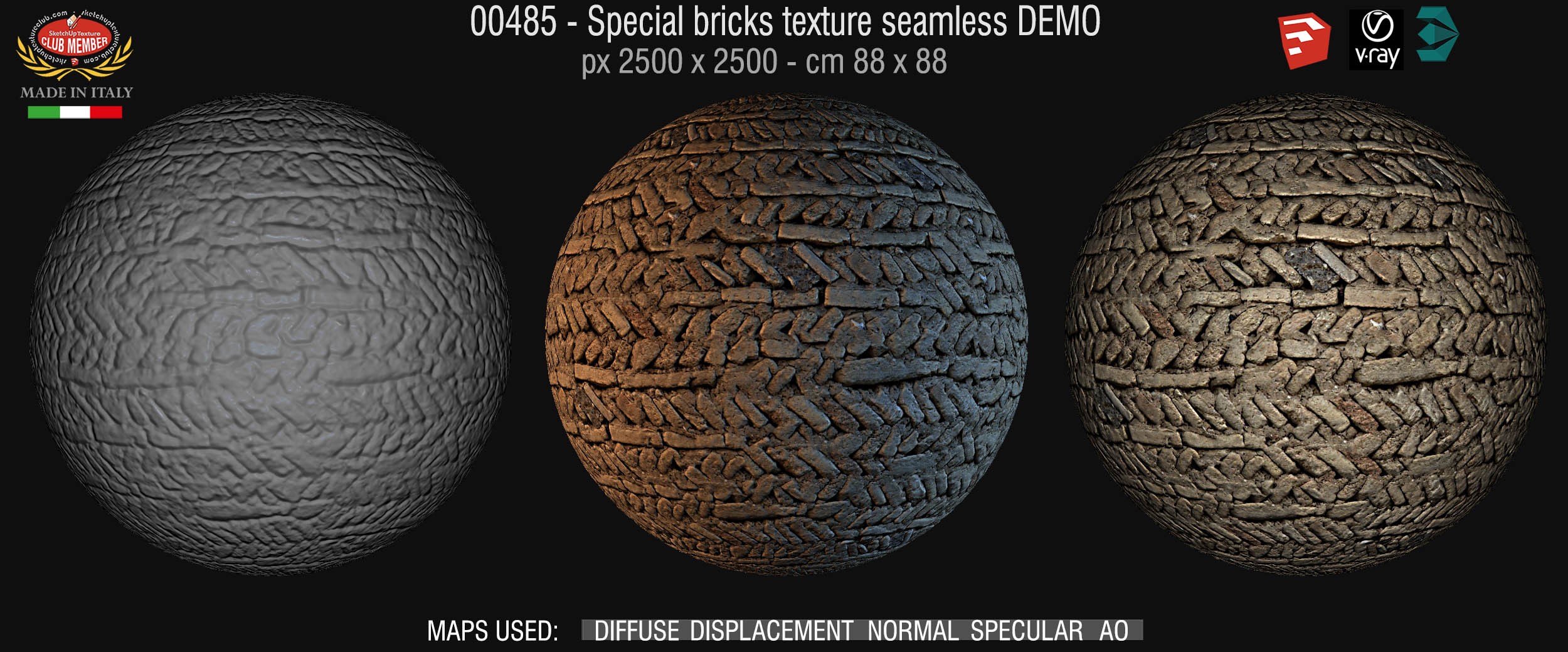 00485 Special brickS texture seamless + maps DEMO