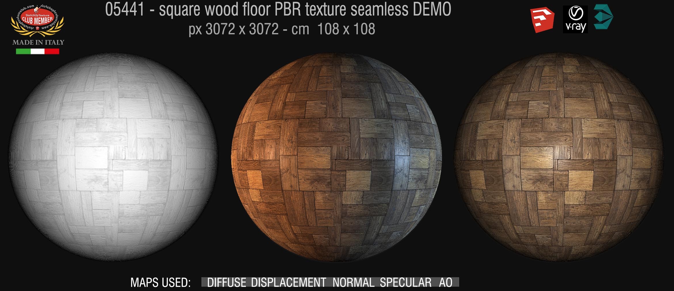 05441 Wood flooring square PBR texture seamless DEMO