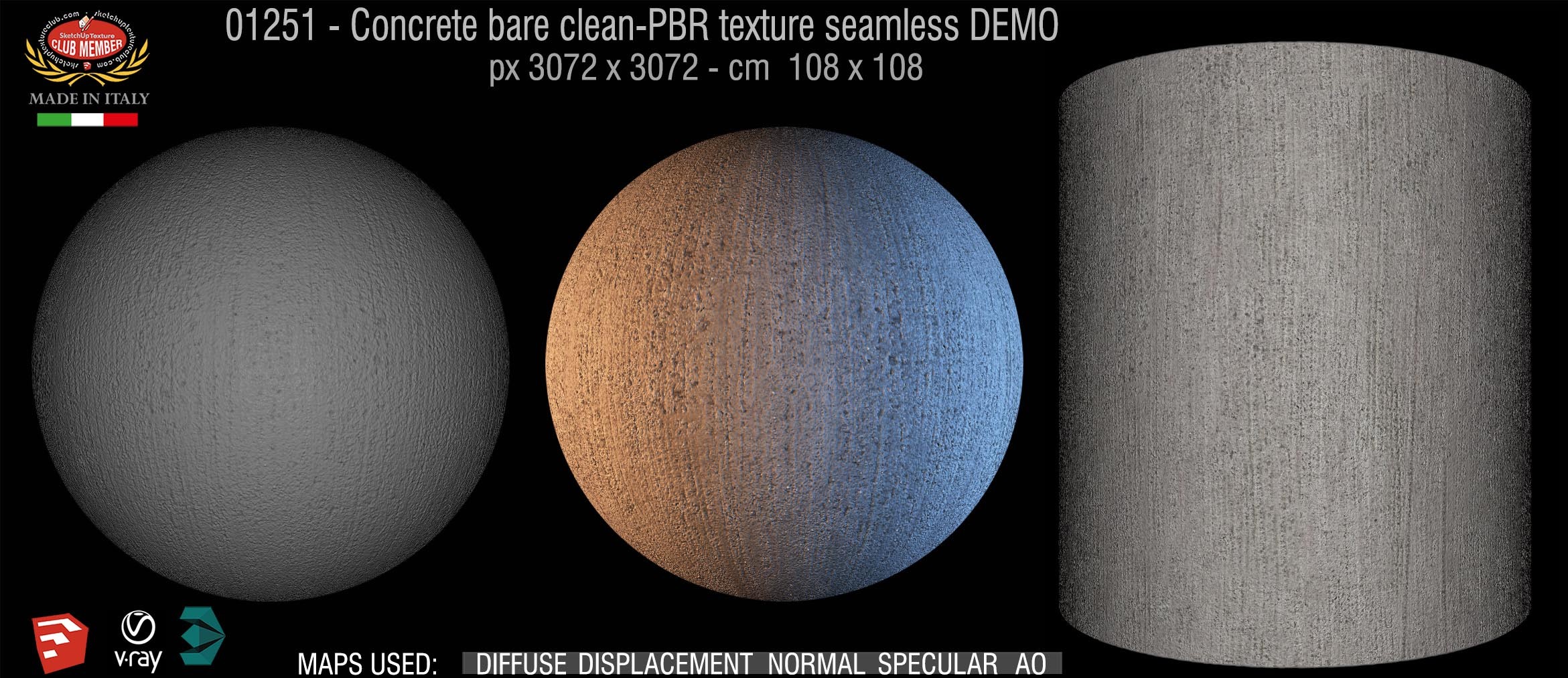 01251 Concrete bare clean-PBR texture seamless DEMO