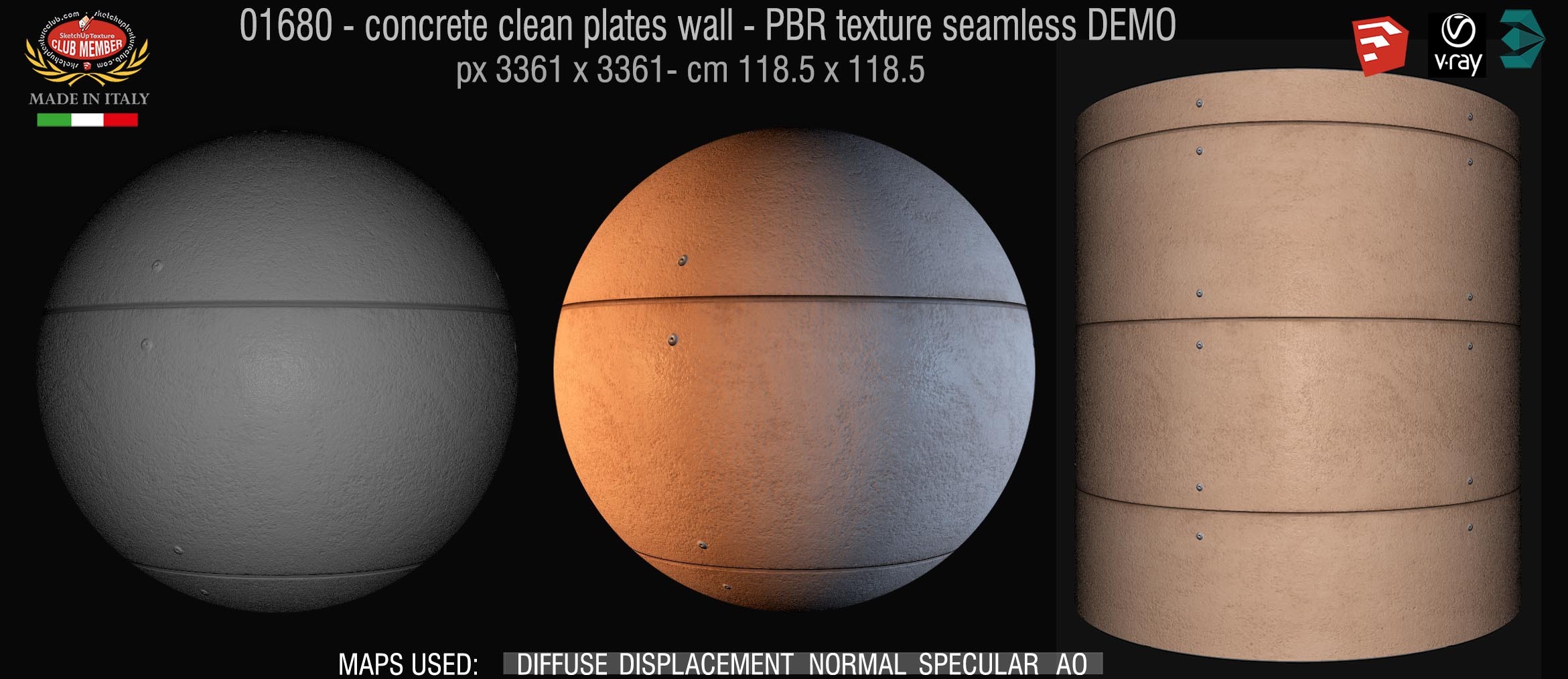 01680 concrete clean plates wall PBR texture seamless DEMO