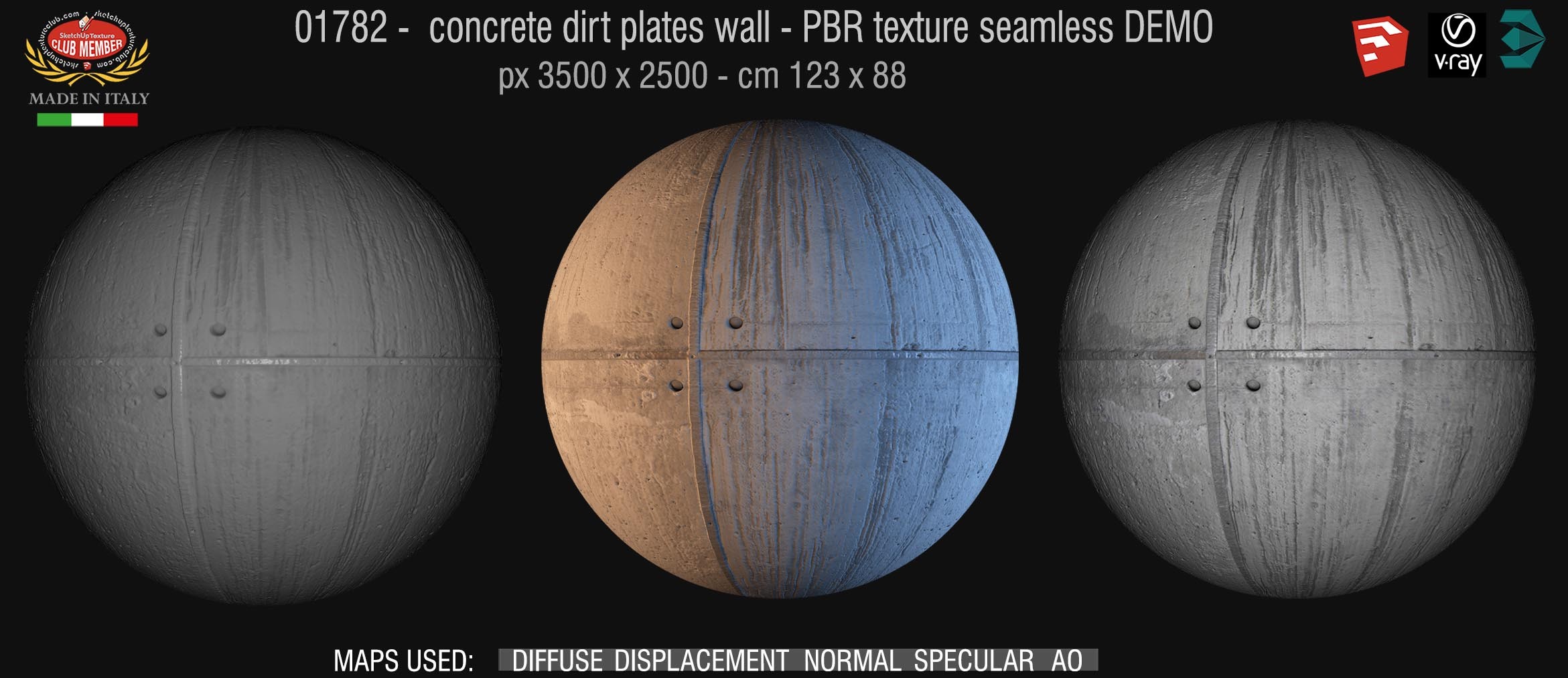01782 concrete dirt plates wall PBR texture seamless DEMO
