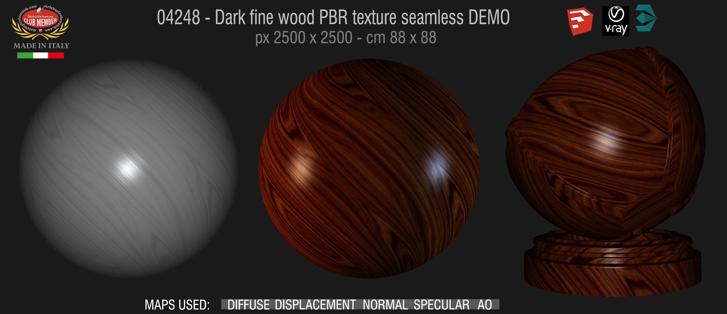 04248 Dark fine wood PBR texture seamless DEMO