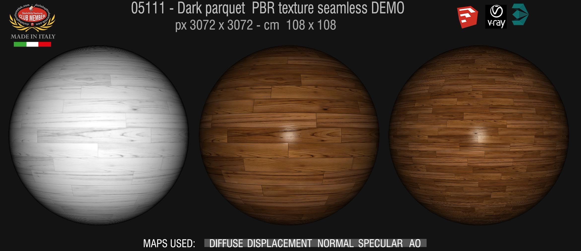 05111 Dark parquet PBR texture seamless DEMO