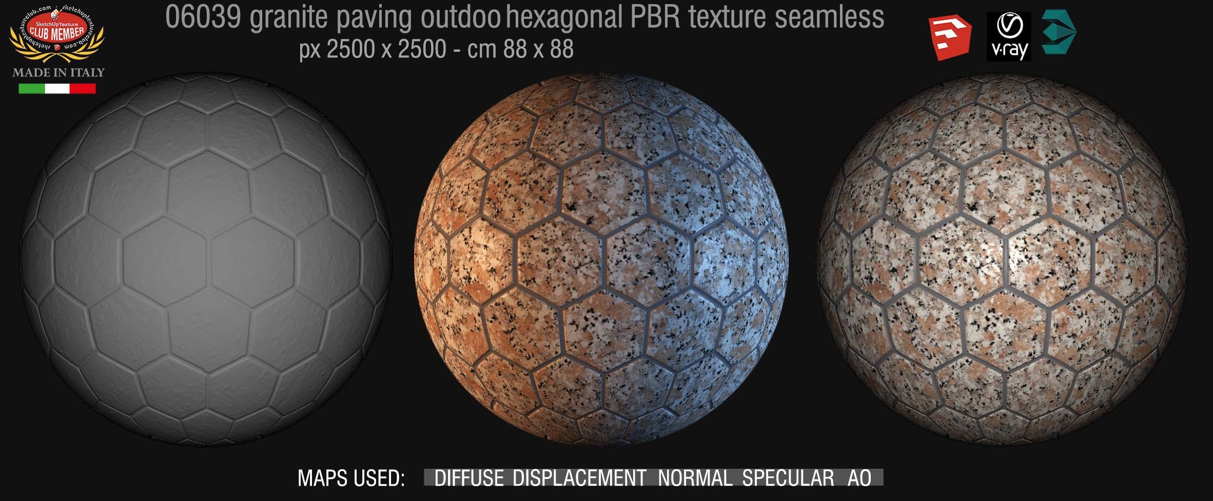 06039 granite paving outdoor hexagonal PBR texture seamless demo