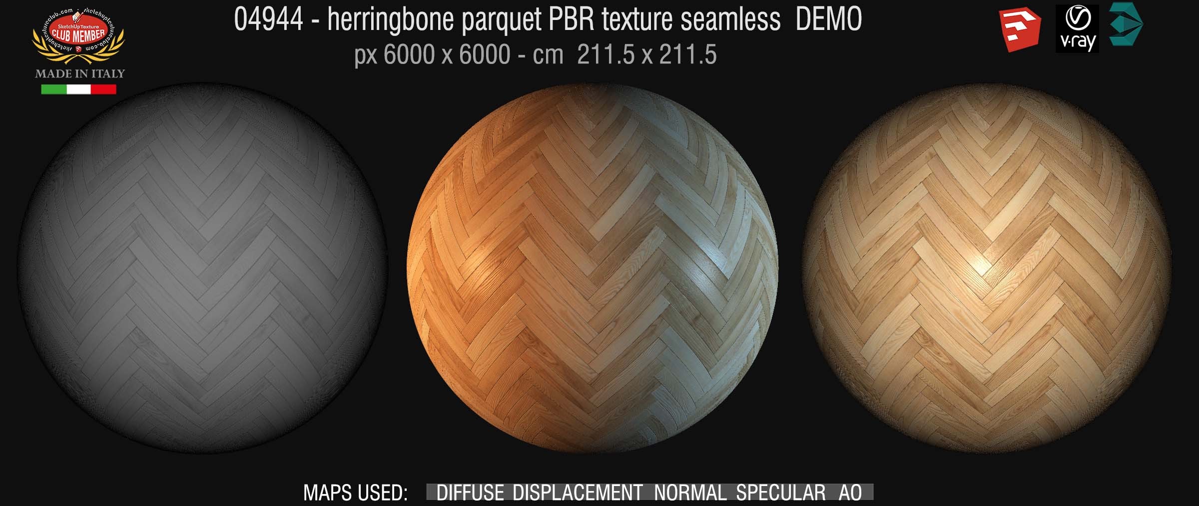 04944 Herringbone parquet PBR texture seamless DEMO