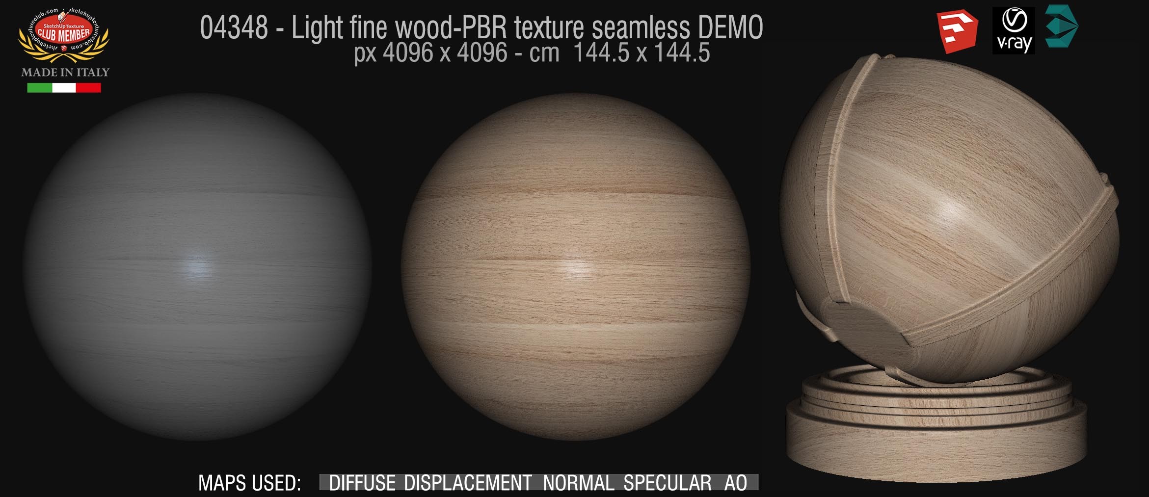 04348 Light fine wood-PBR texture seamless DEMO
