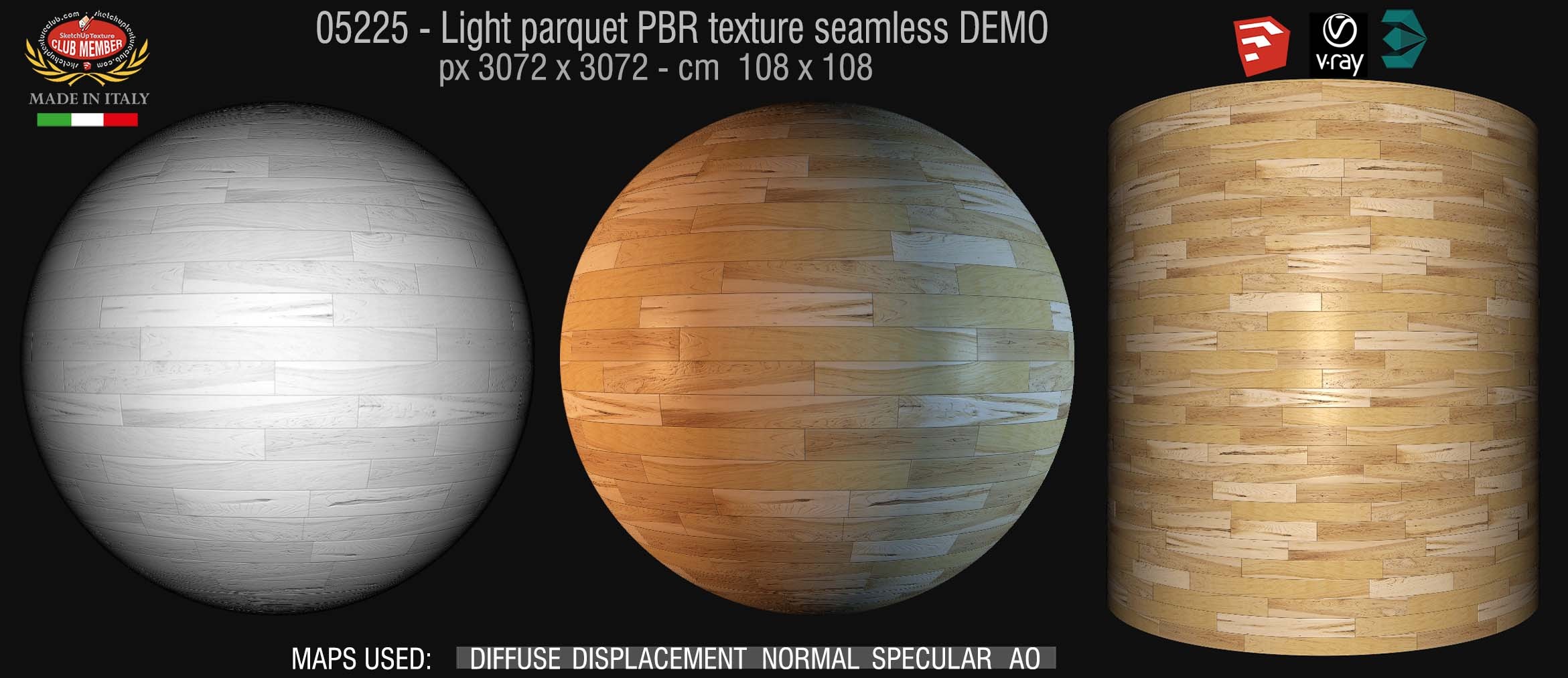 05225 Light parquet PBR texture seamless DEMO