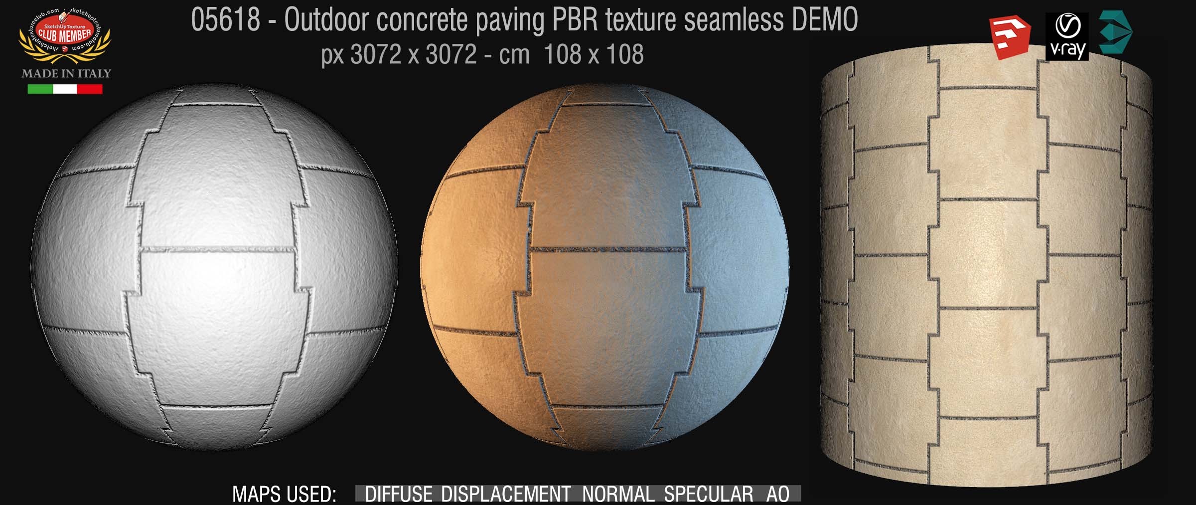 05618 Outdoor concrete paving PBR texture seamless DEMO