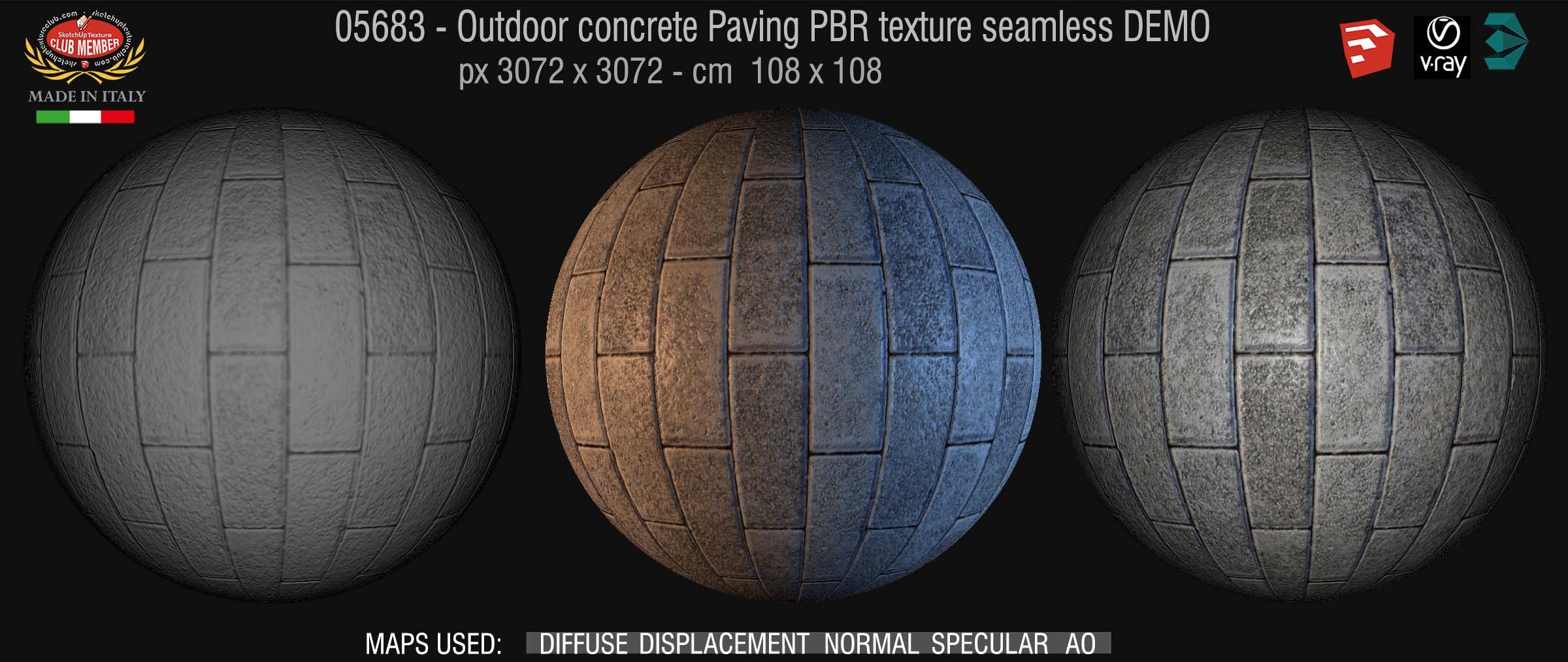 05683  Paving outdoor concrete regular block PBR texture seamless DEMO