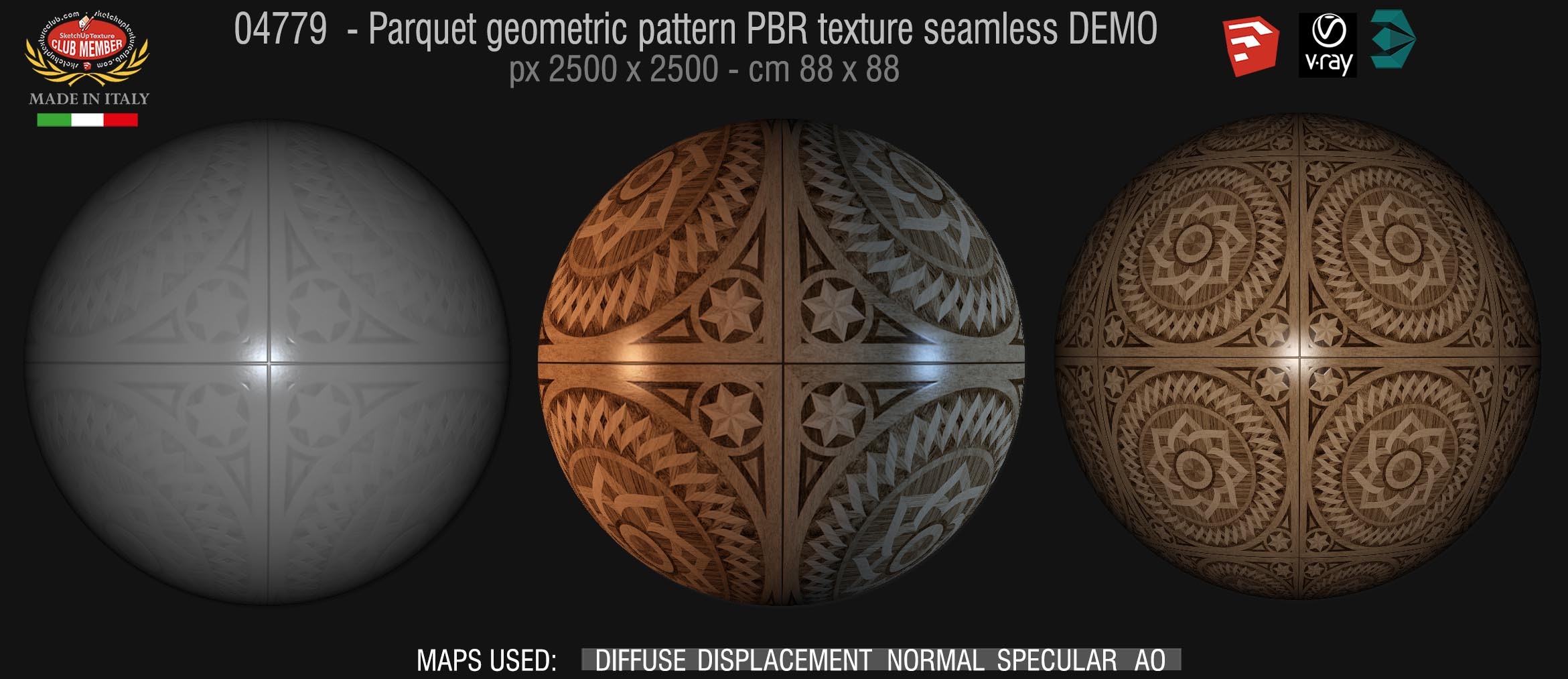 04779 Parquet geometric pattern PBR texture seamless DEMO