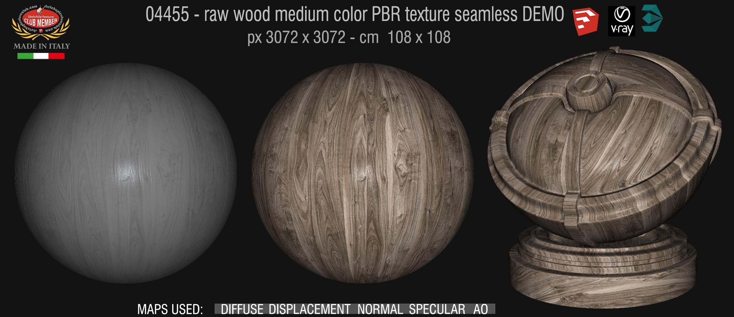 04455 raw wood medium color PBR texture seamless DEMO
