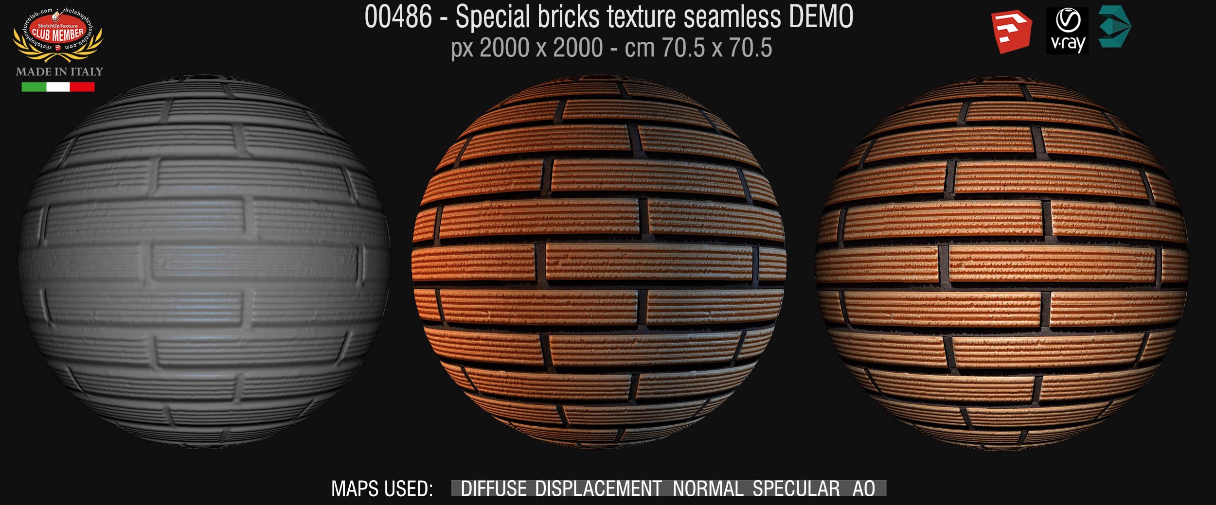 00486 Special brickS texture seamless + maps DEMO