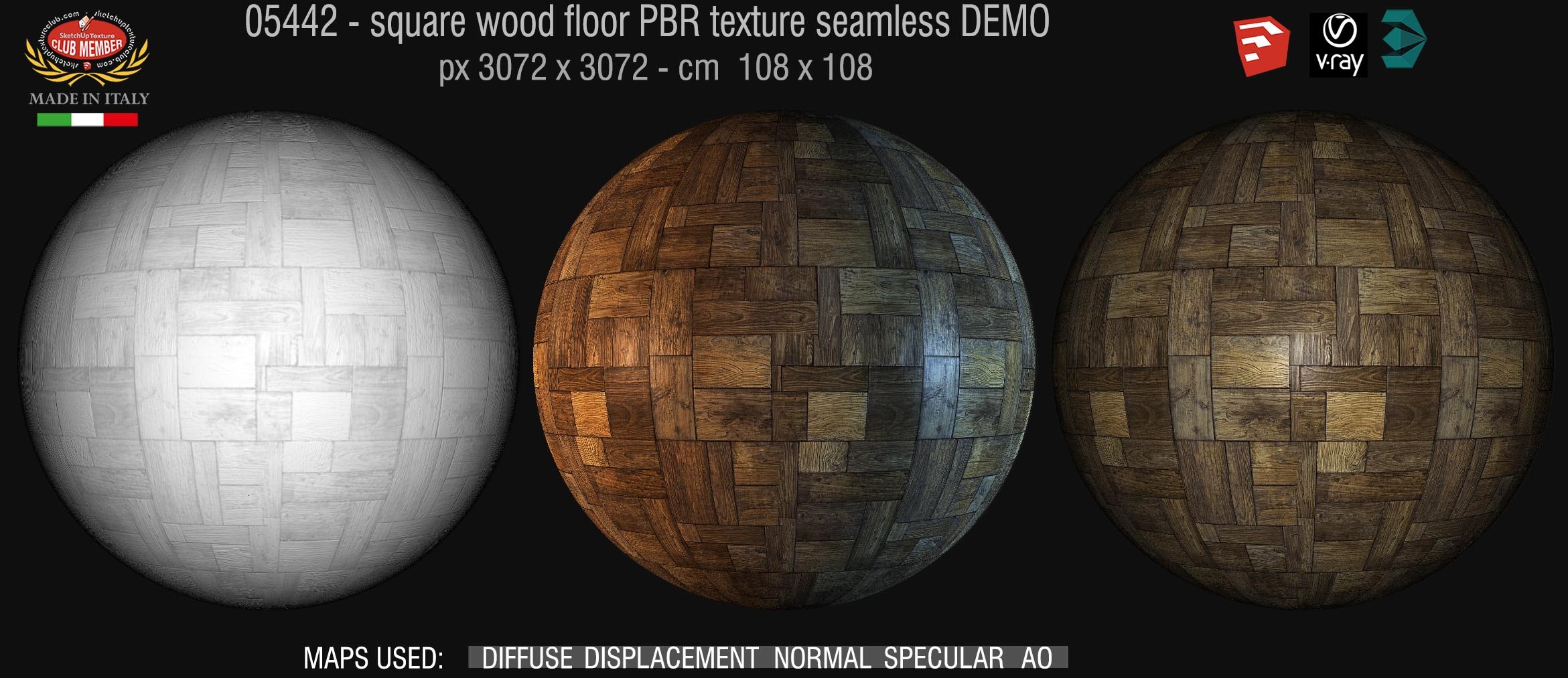 05442 Wood flooring square PBR texture seamless DEMO