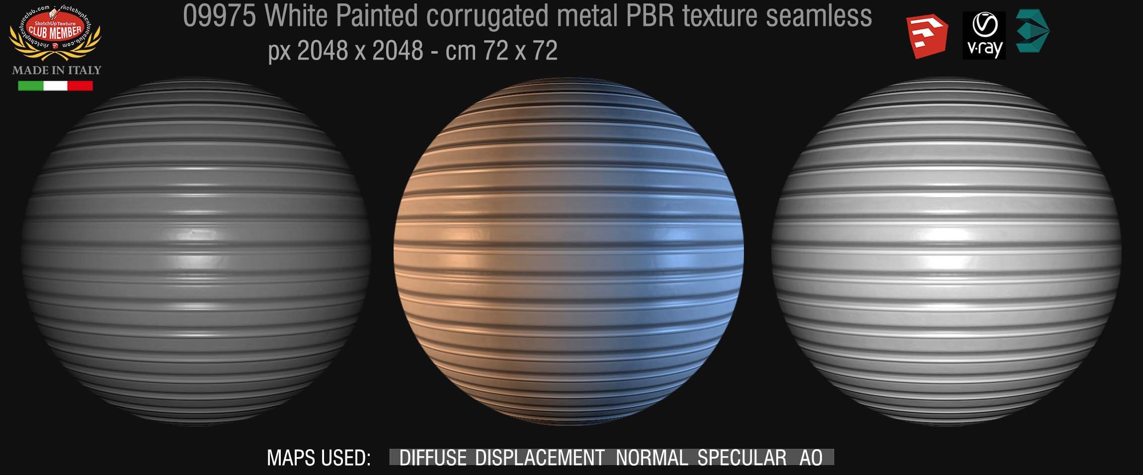 09975 White painted corrugated metal PBR texture seamless DEMO