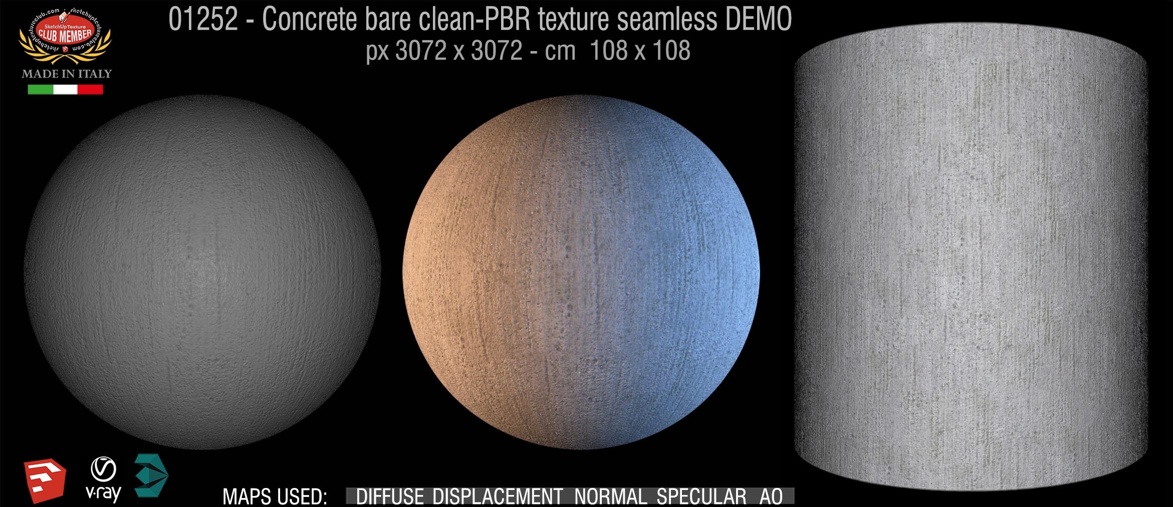 01252 Concrete bare clean-PBR texture seamless DEMO