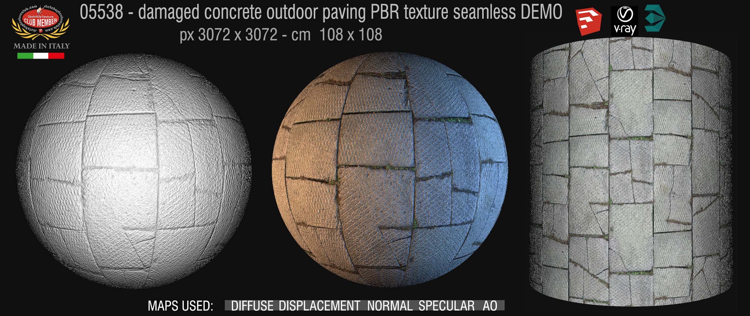 05538 Damaged concrete outdoor paving PBR texture seamless DEMO
