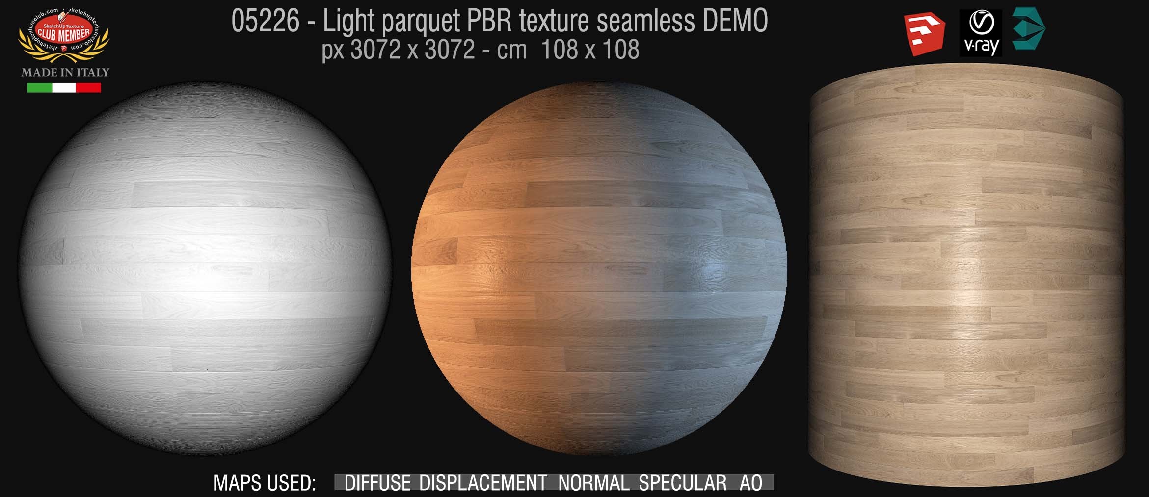 05226 Light parquet PBR texture seamless DEMO