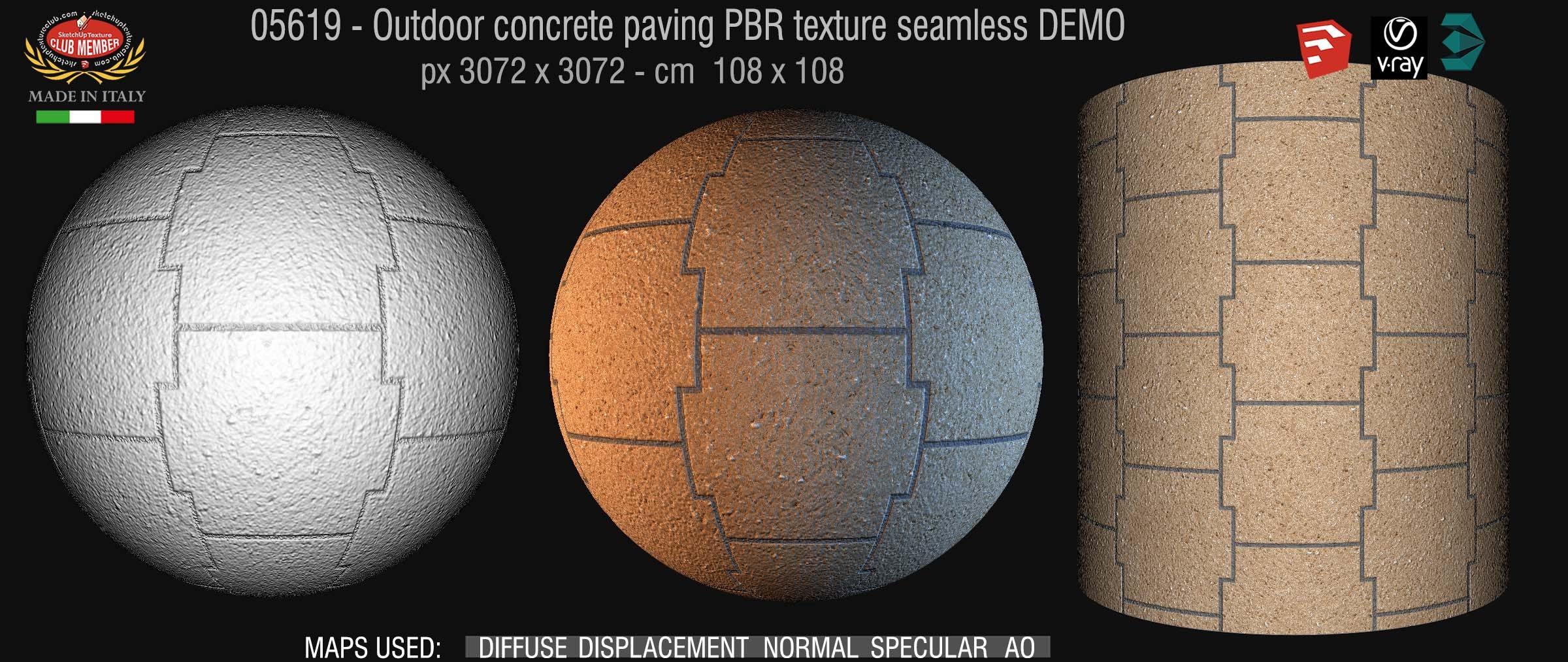 05619 Outdoor concrete paving PBR texture seamless DEMO