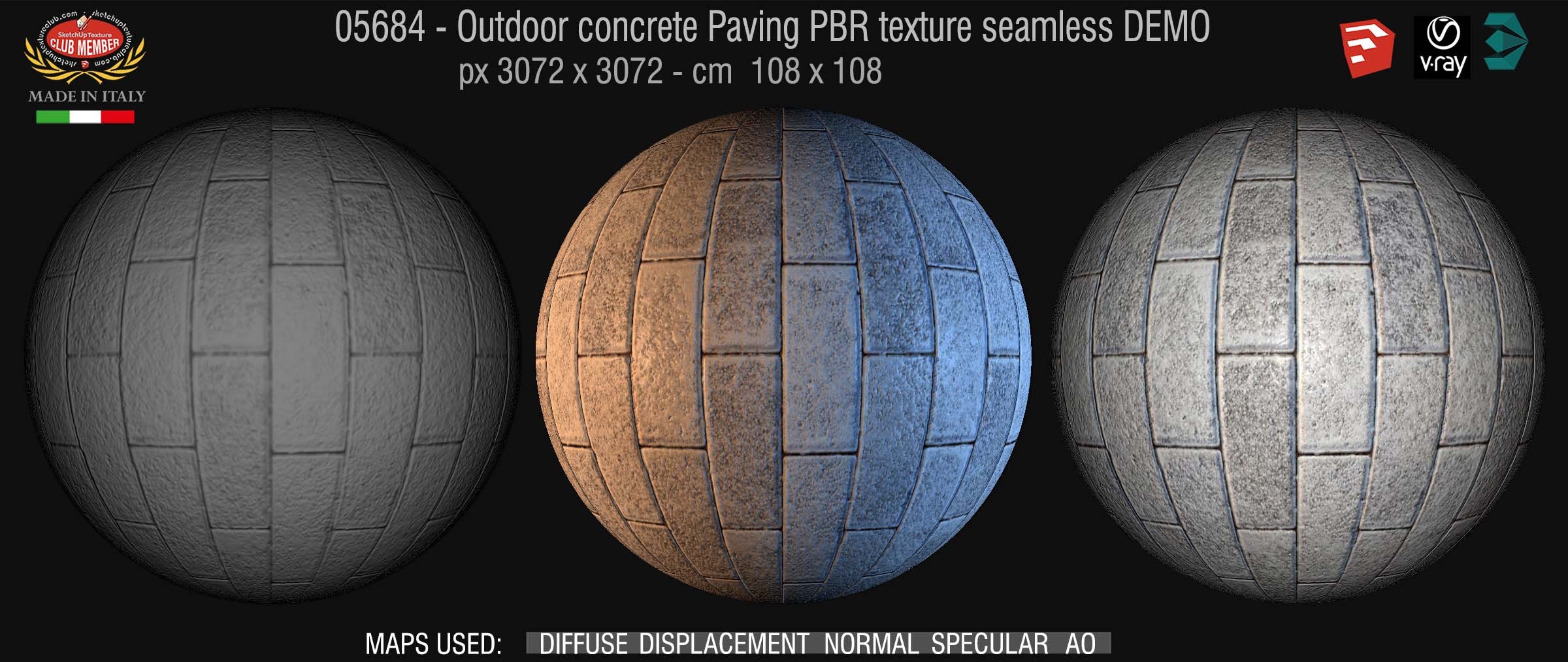 05684  Paving outdoor concrete regular block PBR texture seamless DEMO