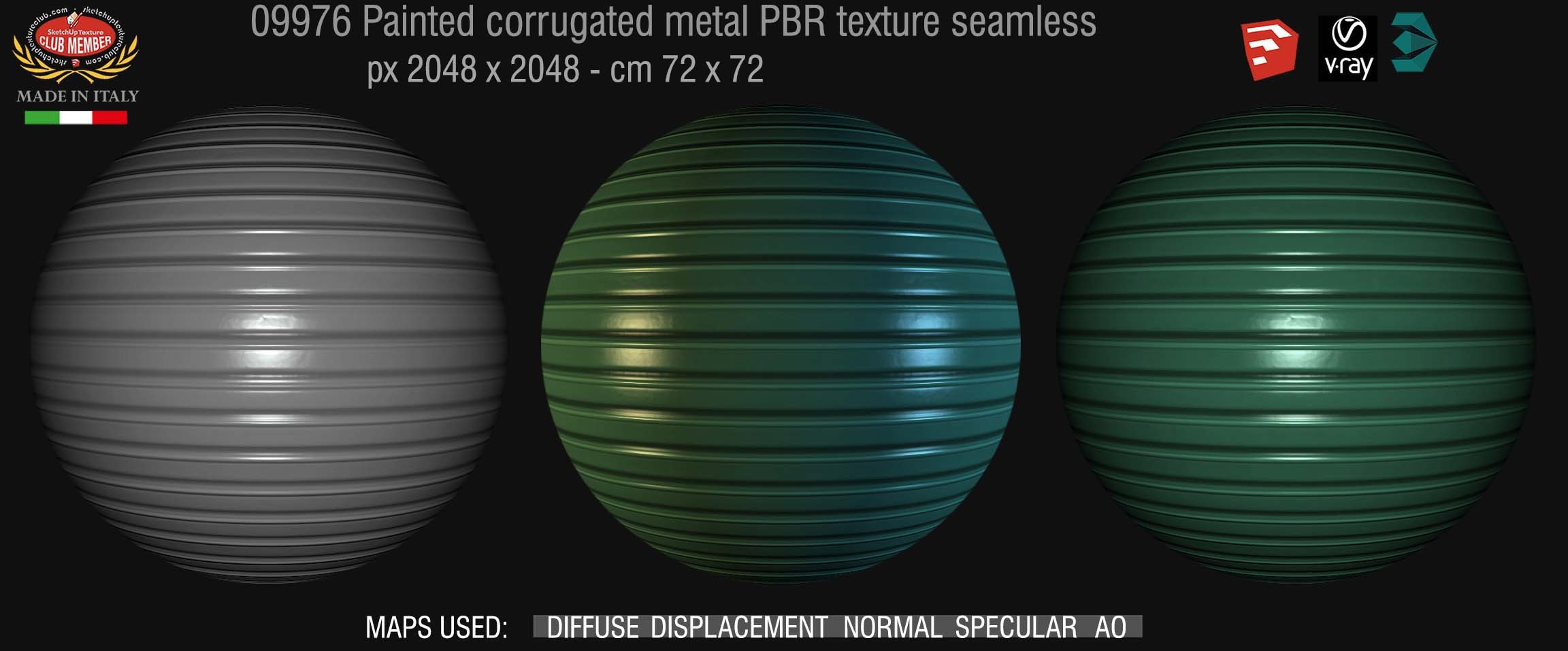 09976 Painted corrugated metal PBR texture seamless DEMO