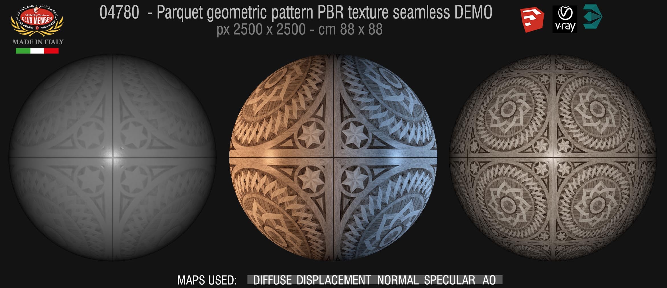 04780 Parquet geometric pattern PBR texture seamless DEMO