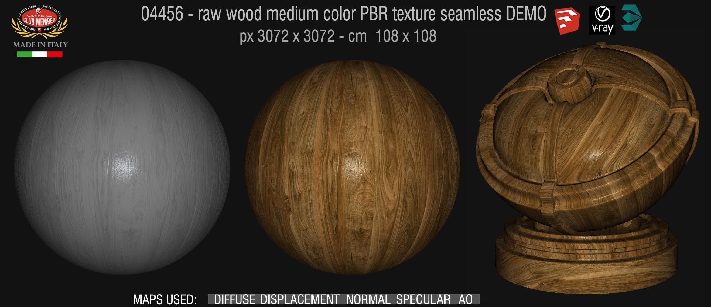 04456 raw wood medium color PBR texture seamless DEMO
