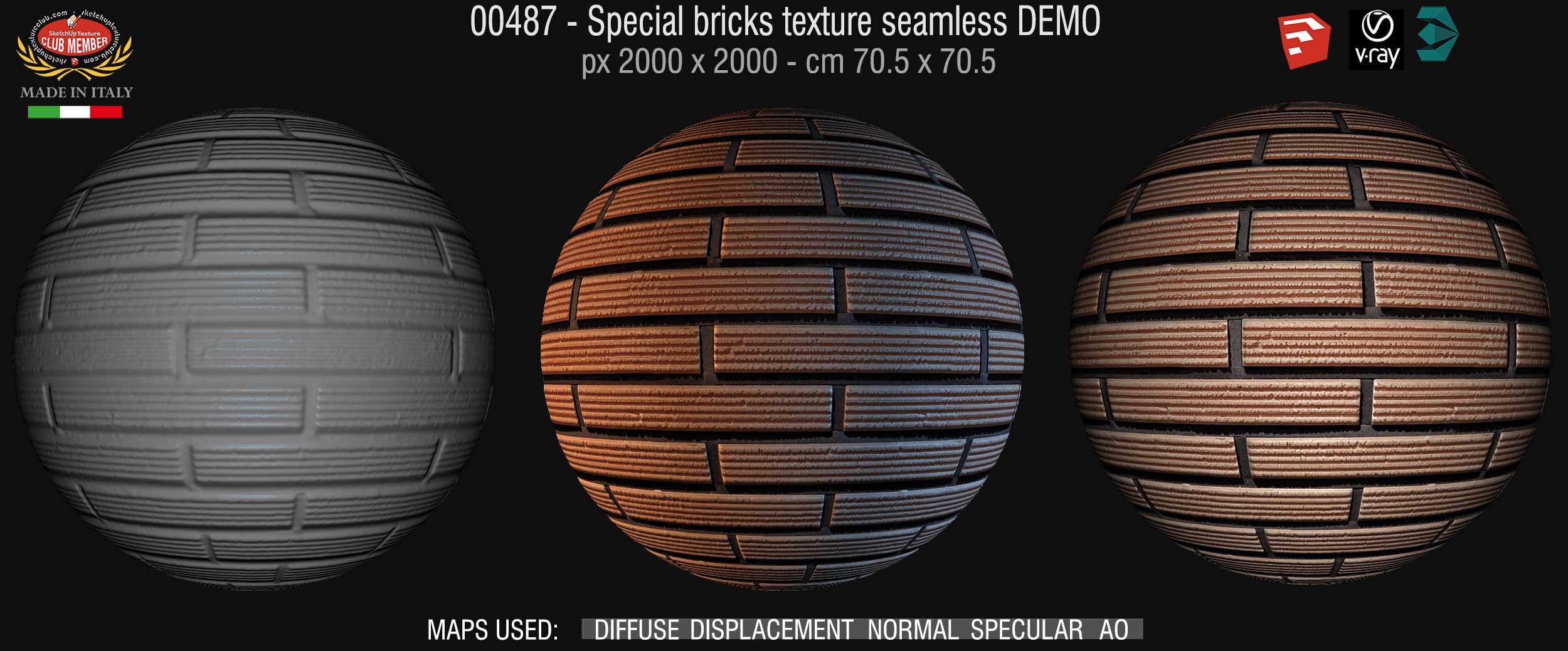 00487 Special brickS texture seamless + maps DEMO