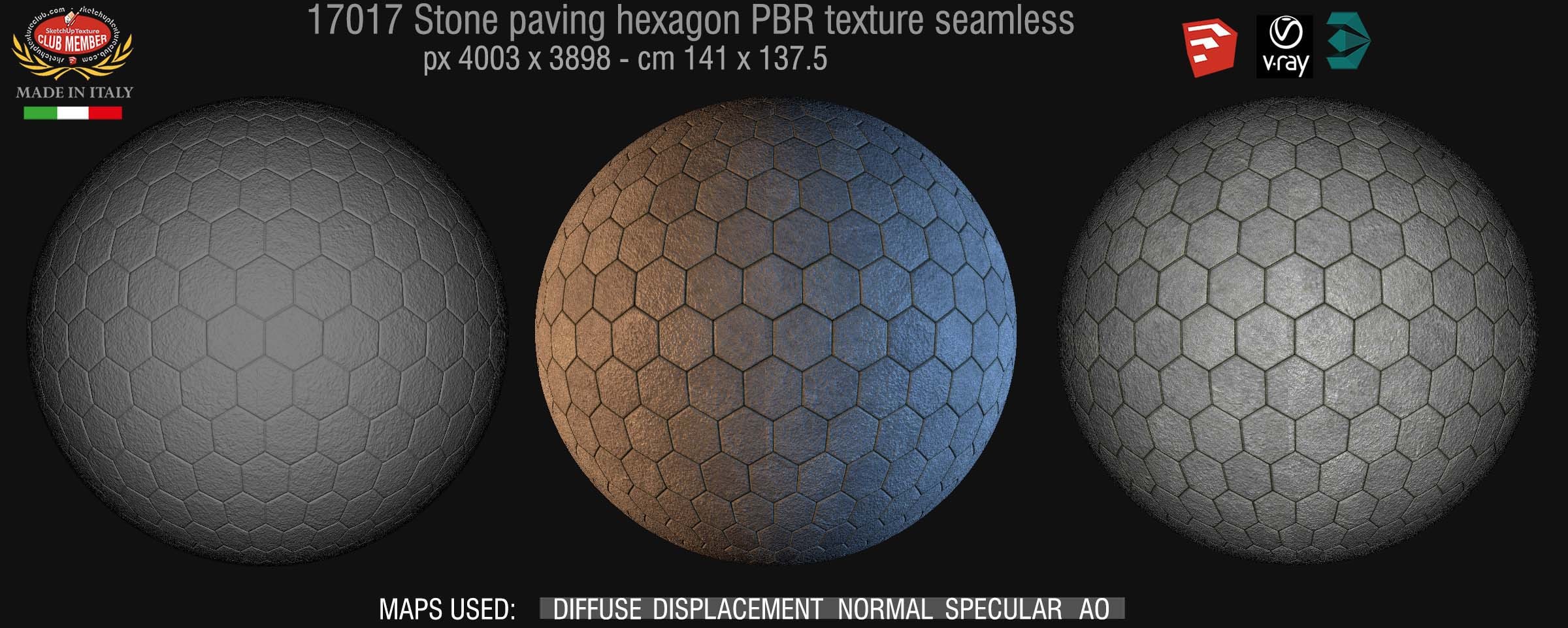 17017 stone paving hexagon PBR texture seamless DEMO
