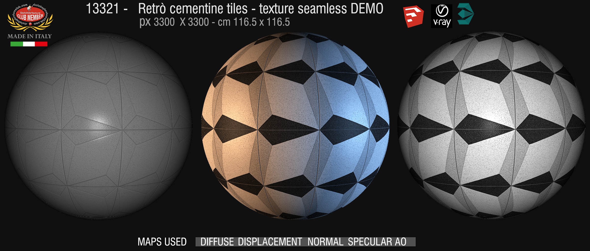 13321 Cement concrete tile texture seamless + maps DEMO