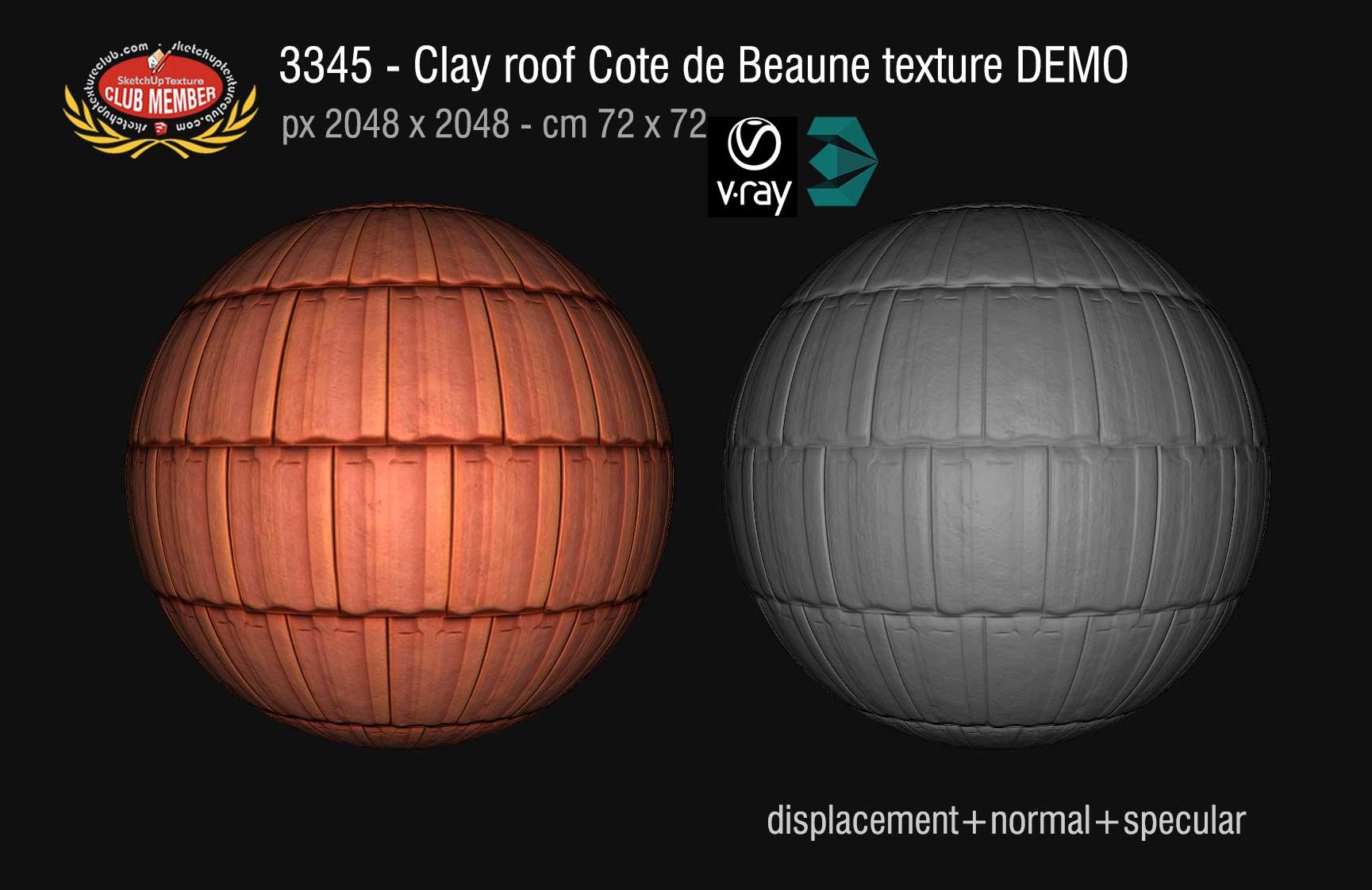 03345 Clay roofing Cote de Beaune texture + mpas DEMO