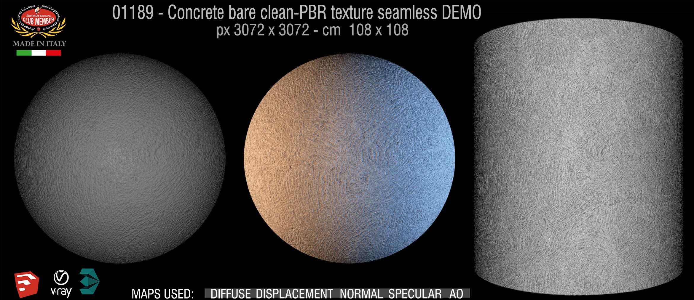 01189 Concrete bare clean-PBR texture seamless DEMO