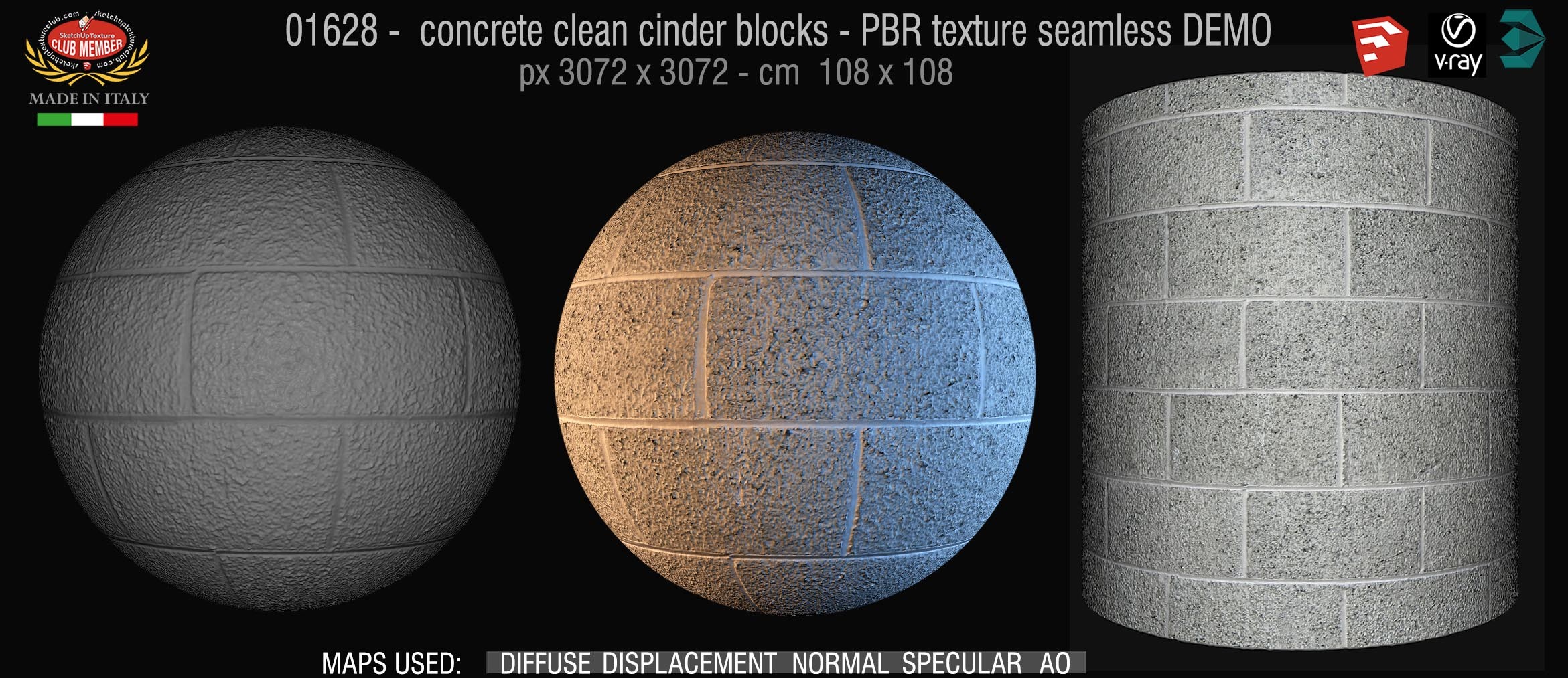 01628 concrete clean cinder blocks PBR texture seamless DEMO