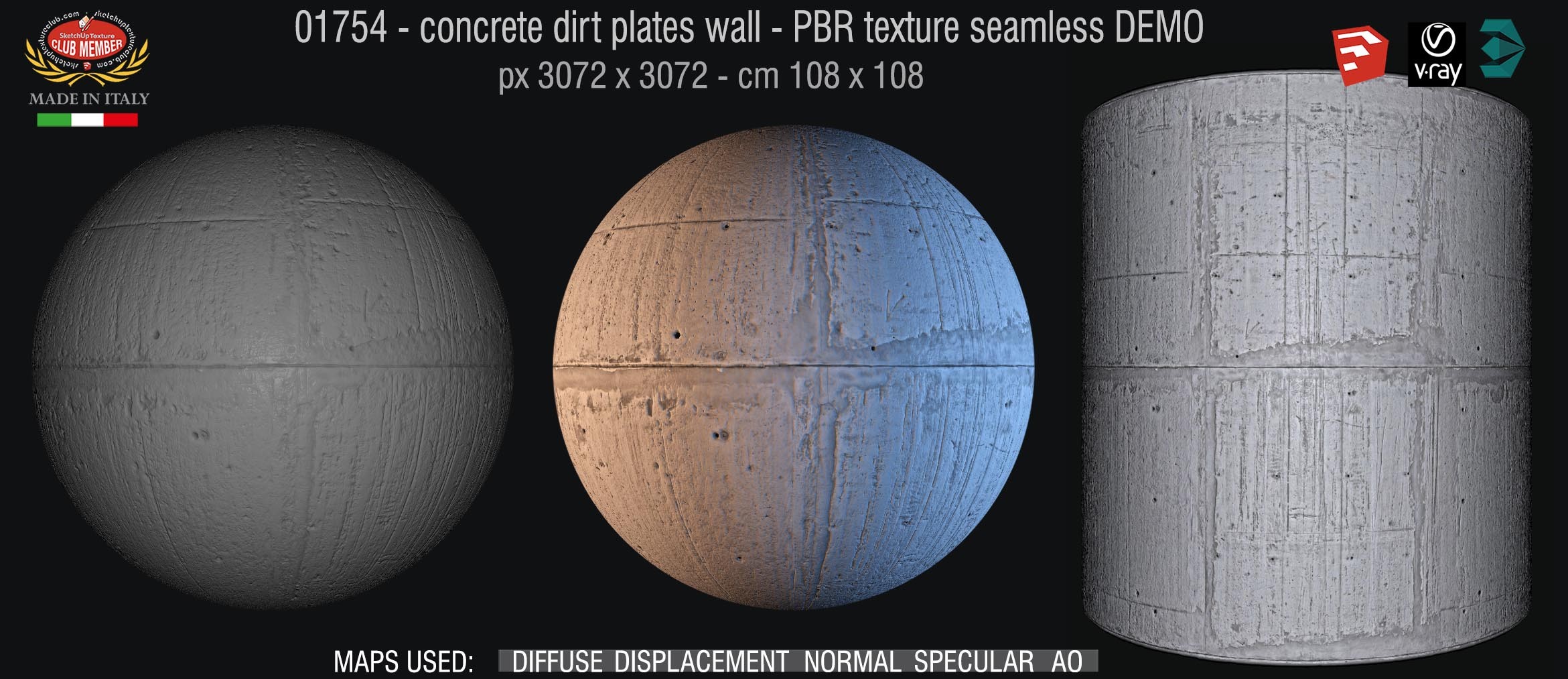 01754 concrete dirt plates wall PBR texture seamless DEMO