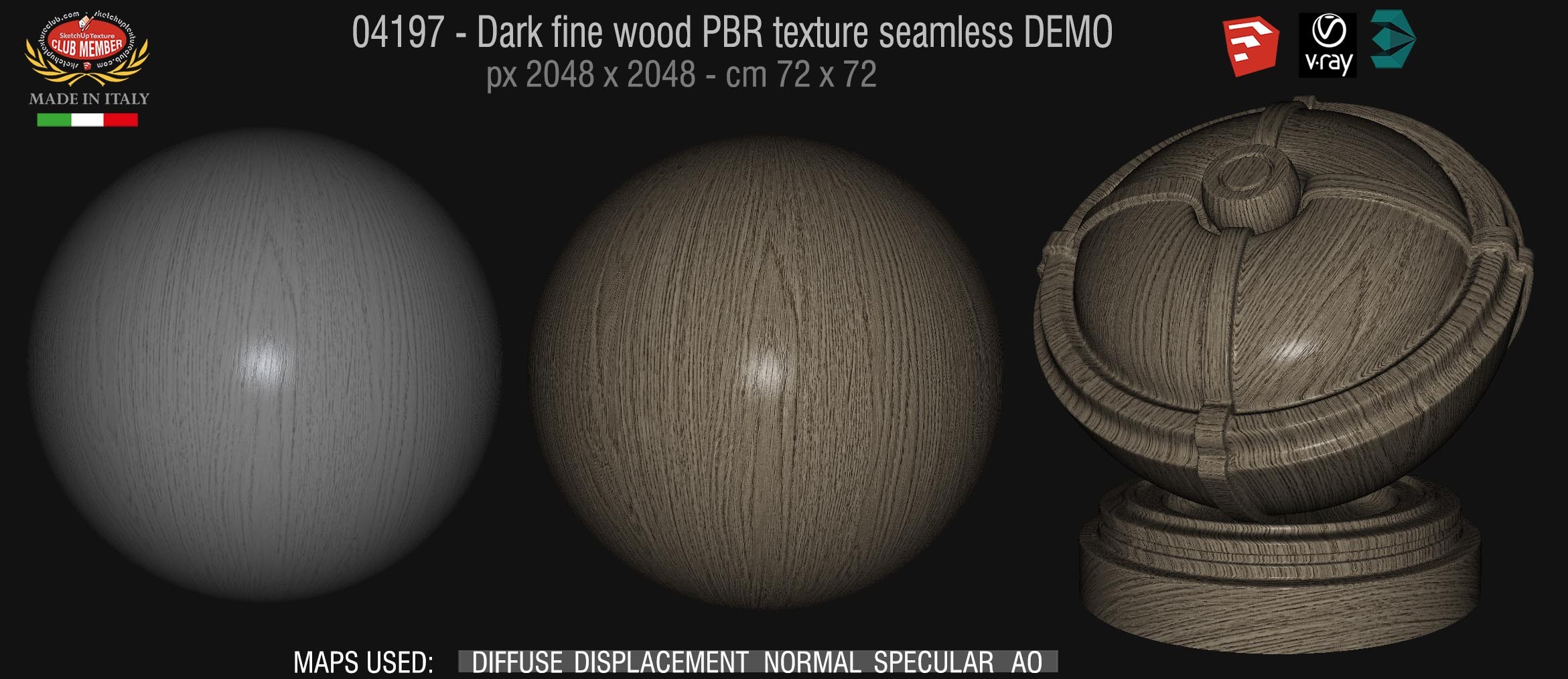 04197 Dark raw wood PBR texture seamless DEMO