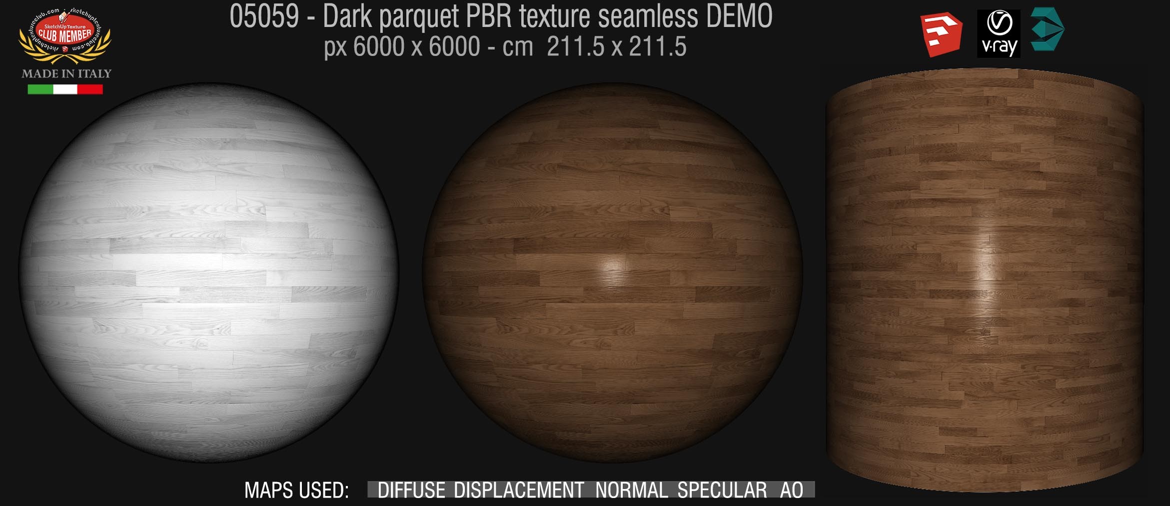 05059 Dark parquet PBR texture seamless DEMO