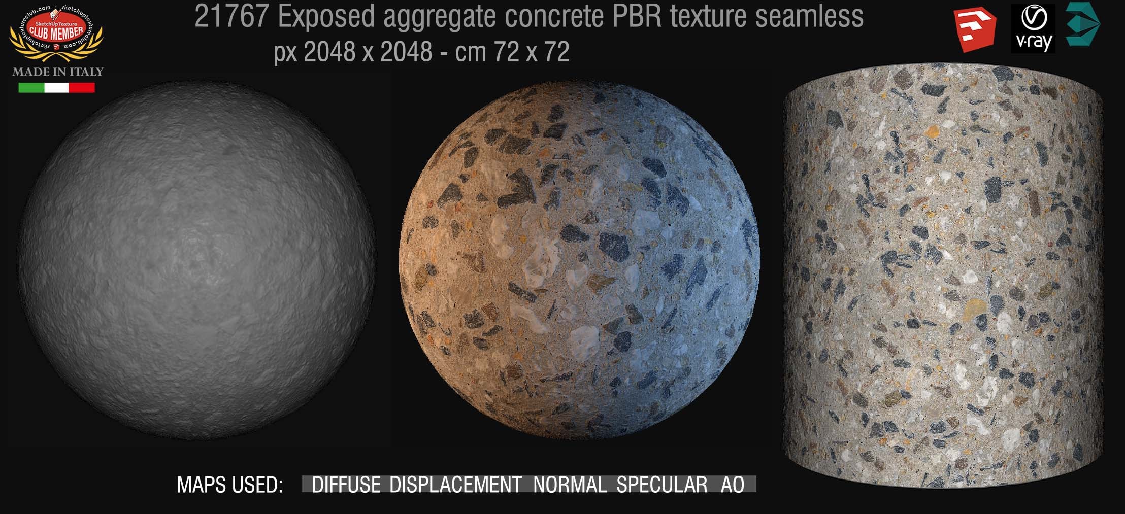 21767 Exposed aggregate concrete PBR textures seamless DEMO